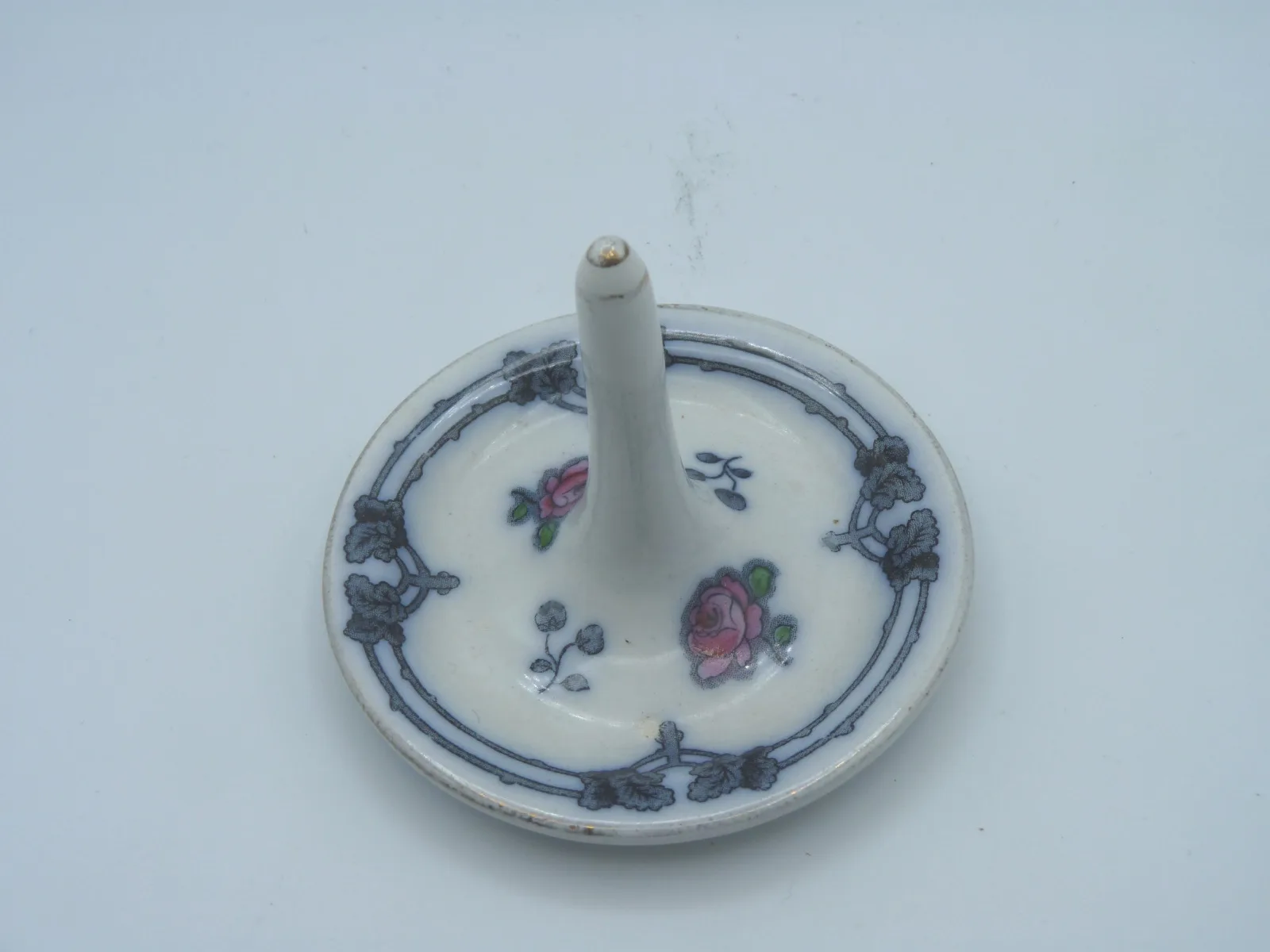 4 Pieces Polychrome – Ring Tree, Toothbrush Vase, Hat Pin Holder, Covered Pot - Image 2