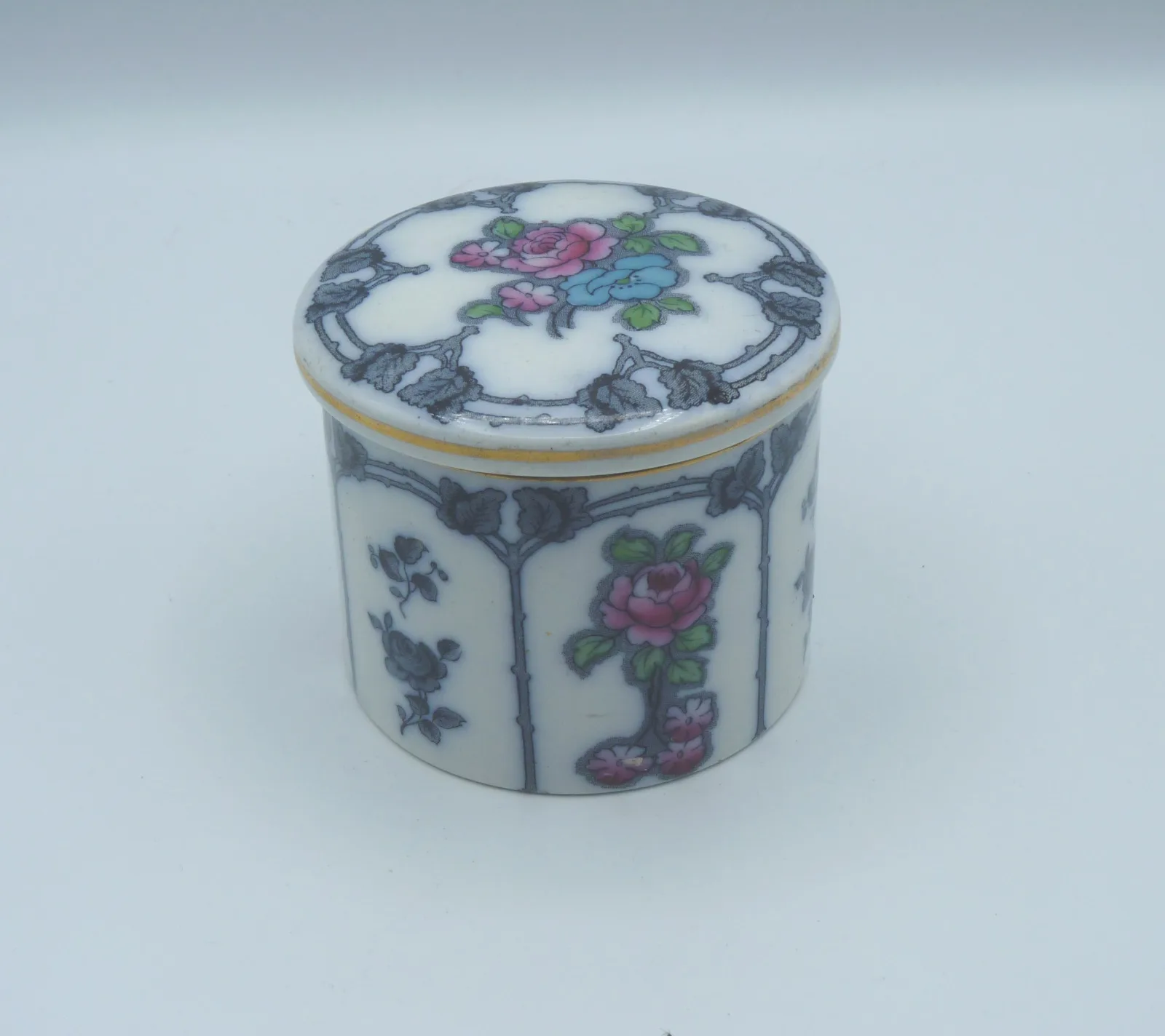 4 Pieces Polychrome – Ring Tree, Toothbrush Vase, Hat Pin Holder, Covered Pot - Image 11