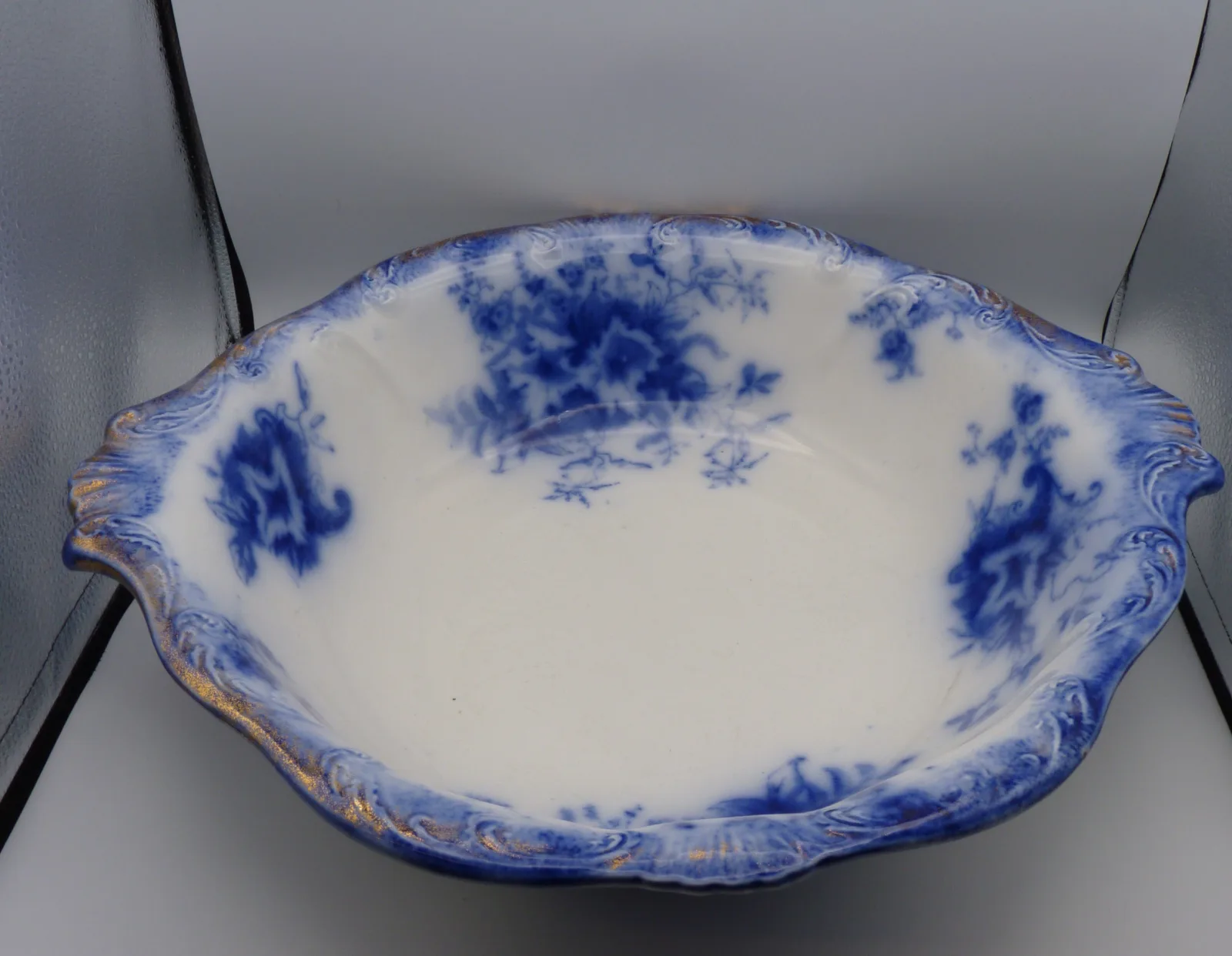 Flow Blue with Gold Sponged Rims - Wash Jug and Bowl - Grindley - - Image 10