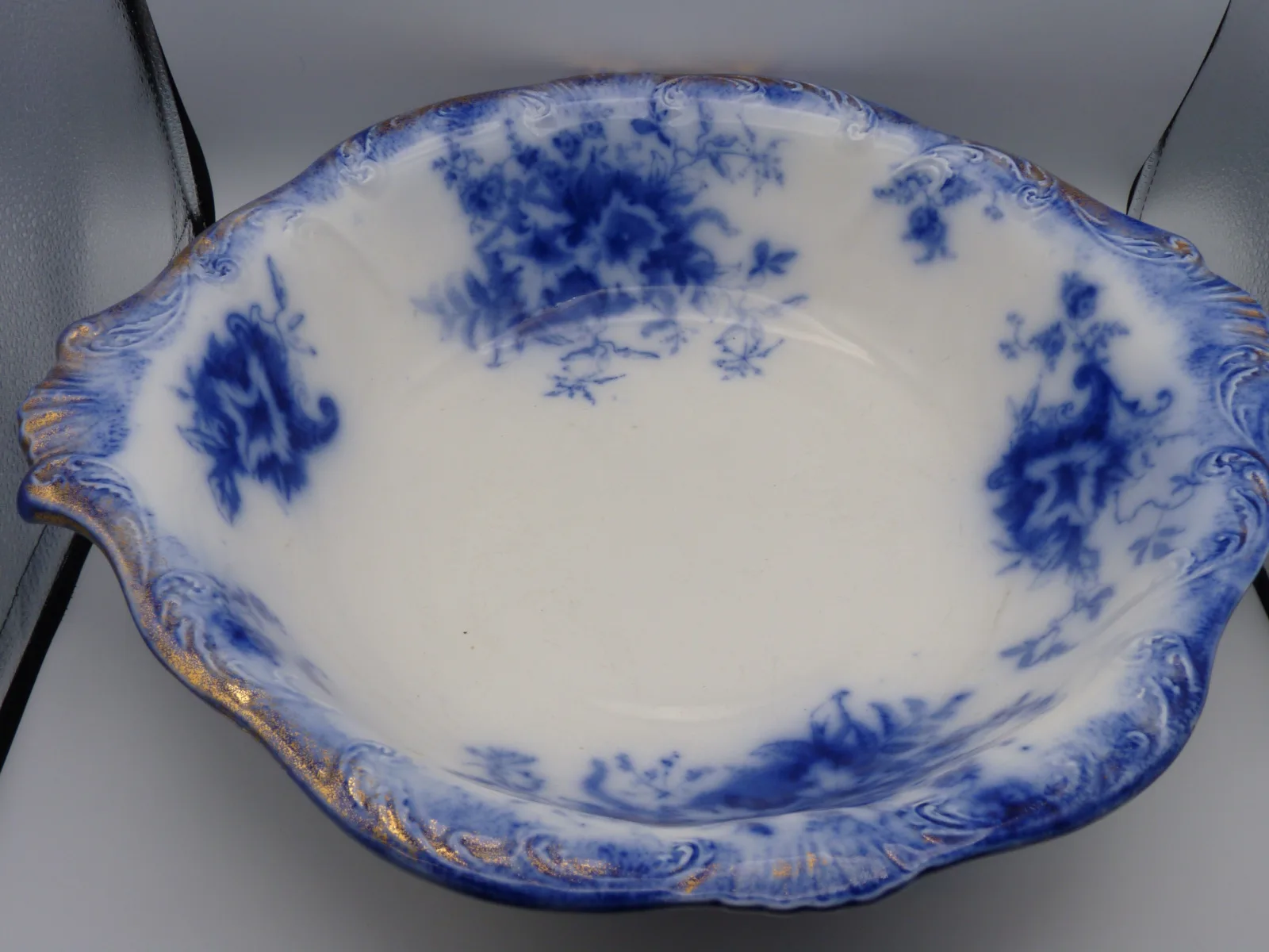 Flow Blue with Gold Sponged Rims - Wash Jug and Bowl - Grindley - - Image 9