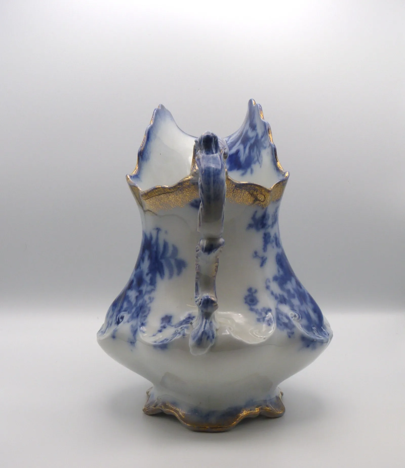 Flow Blue with Gold Sponged Rims - Wash Jug and Bowl - Grindley - - Image 5