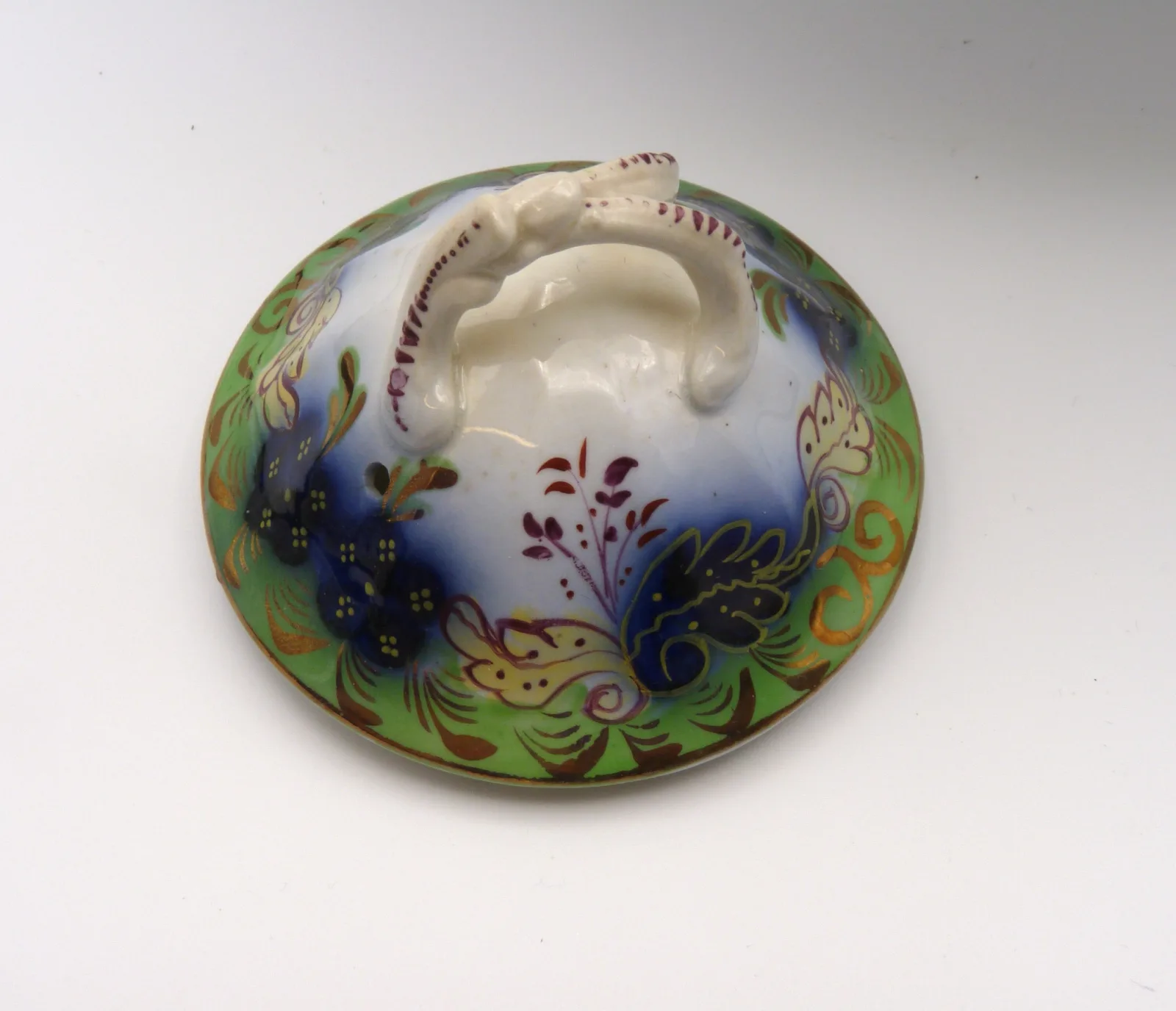 Flow Blue  and Green Ground Teapot – Gaudy Welsh - Image 6