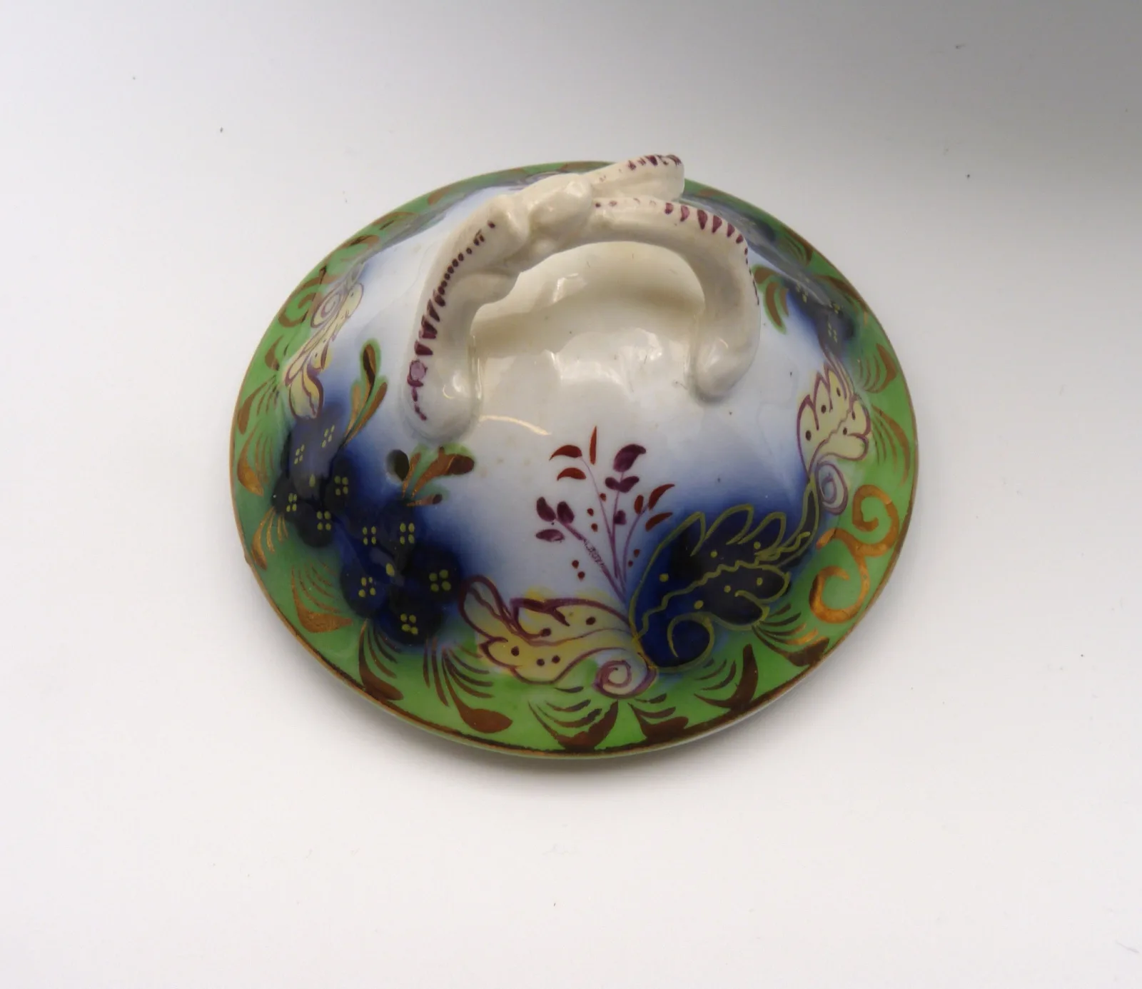 Flow Blue  and Green Ground Teapot – Gaudy Welsh - Image 7