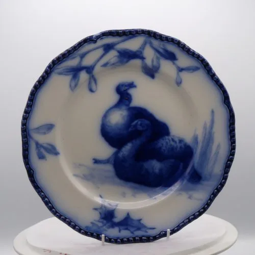 Flow Blue Christmas Turkey Plate