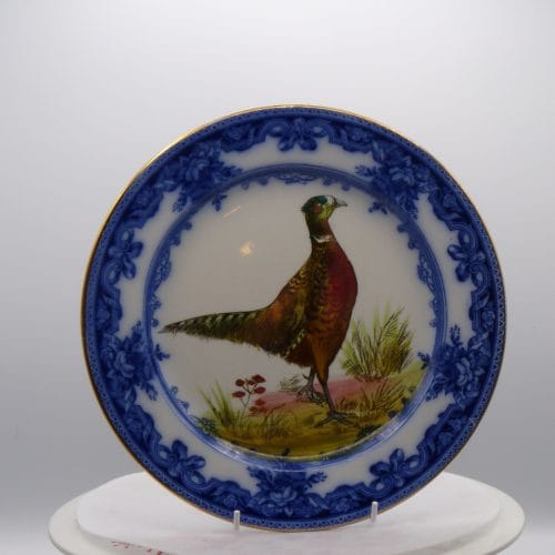 Flow Blue Polychrome Plate – Pheasant