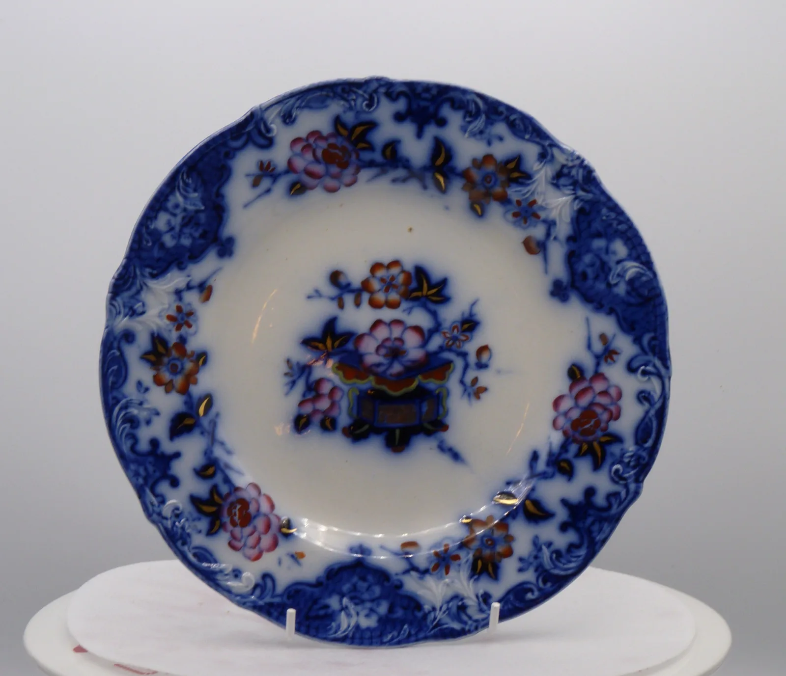 Wonderful Flow Blue & Polychrome Dessert Service - Image 2