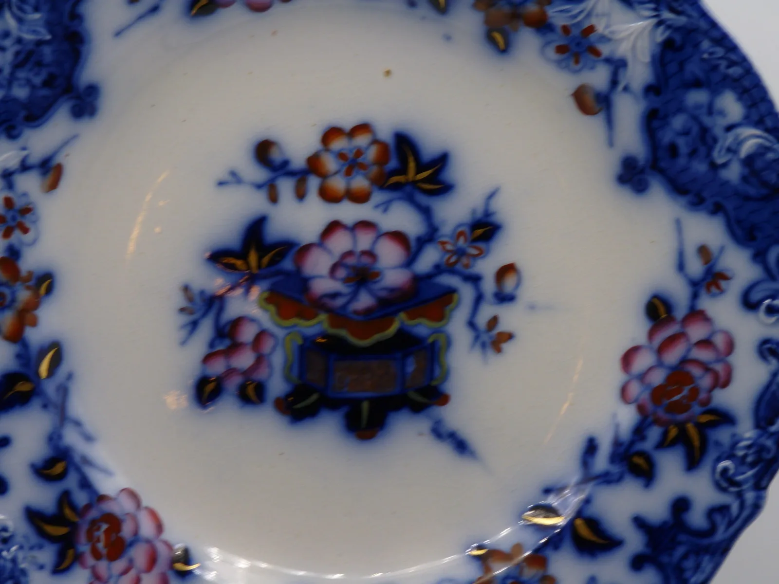 Wonderful Flow Blue & Polychrome Dessert Service - Image 3