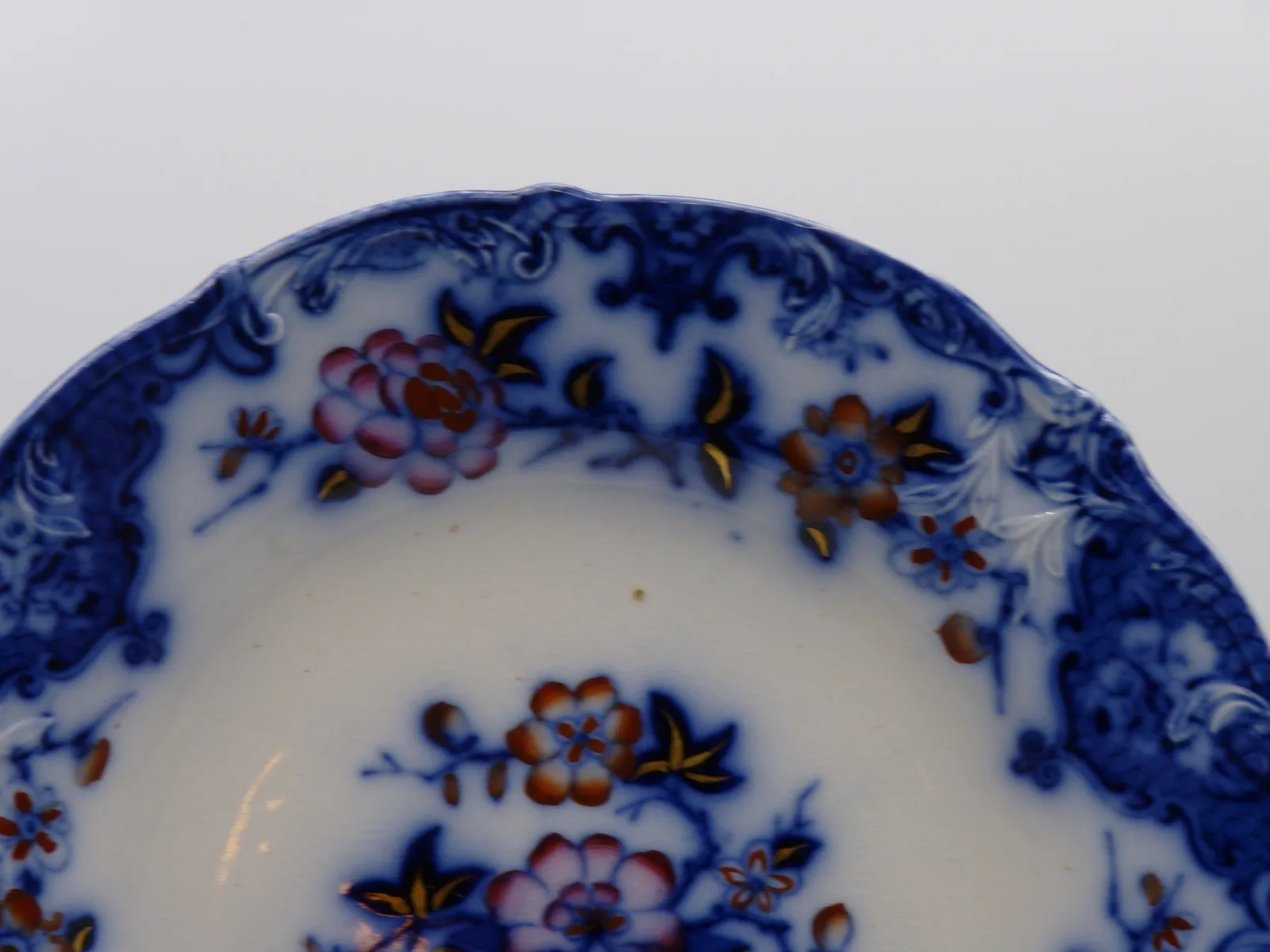 Wonderful Flow Blue & Polychrome Dessert Service - Image 4