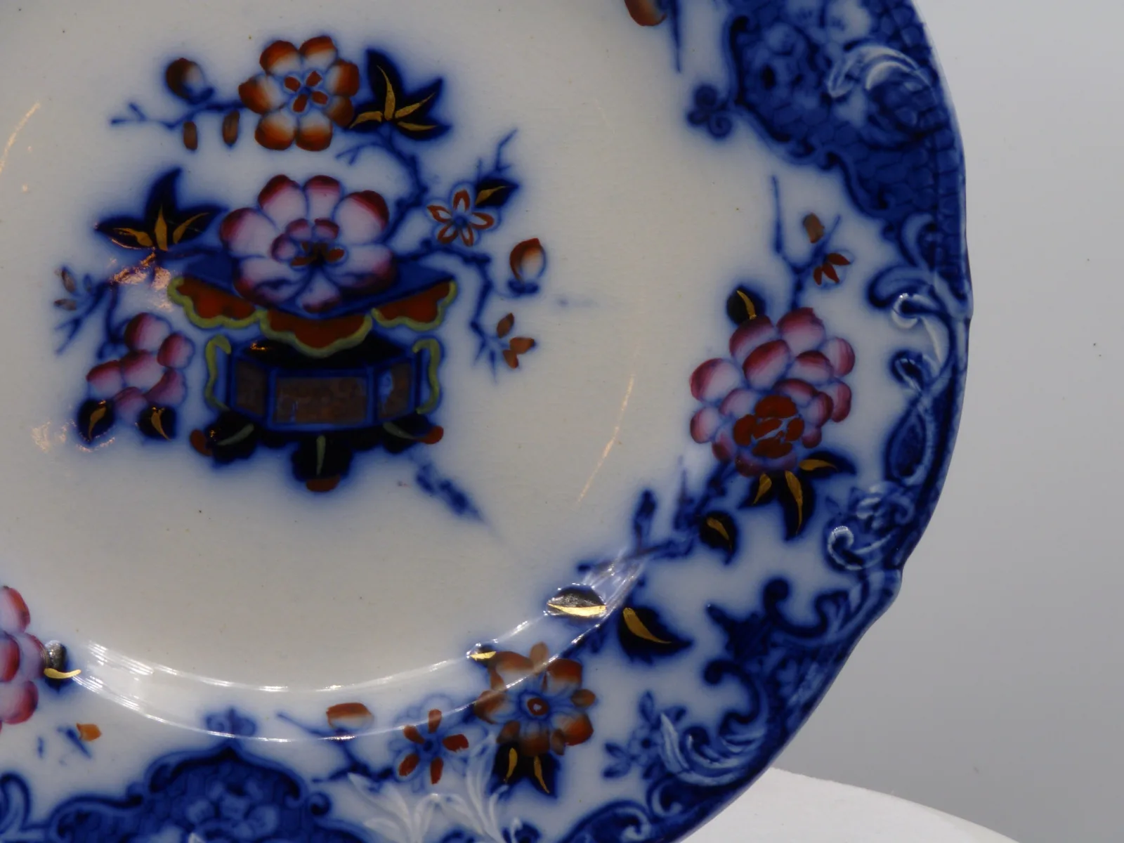 Wonderful Flow Blue & Polychrome Dessert Service - Image 5