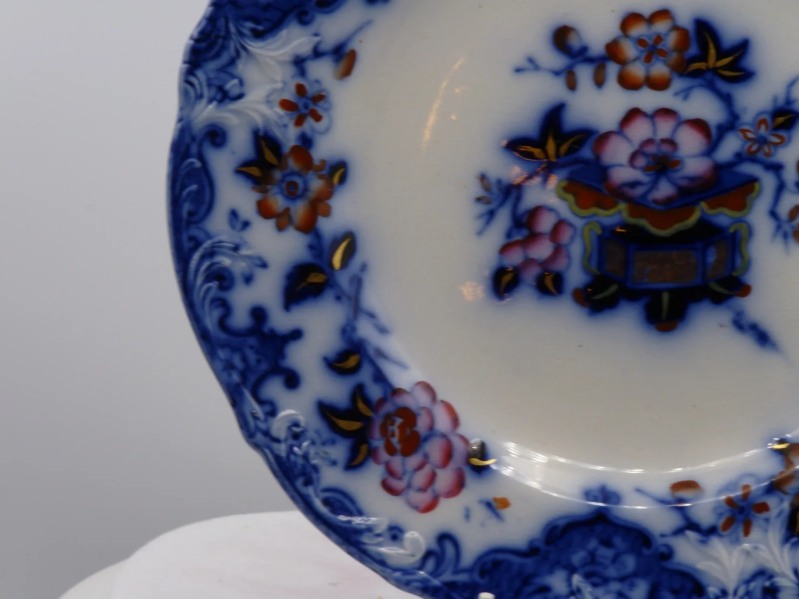 Wonderful Flow Blue & Polychrome Dessert Service - Image 6