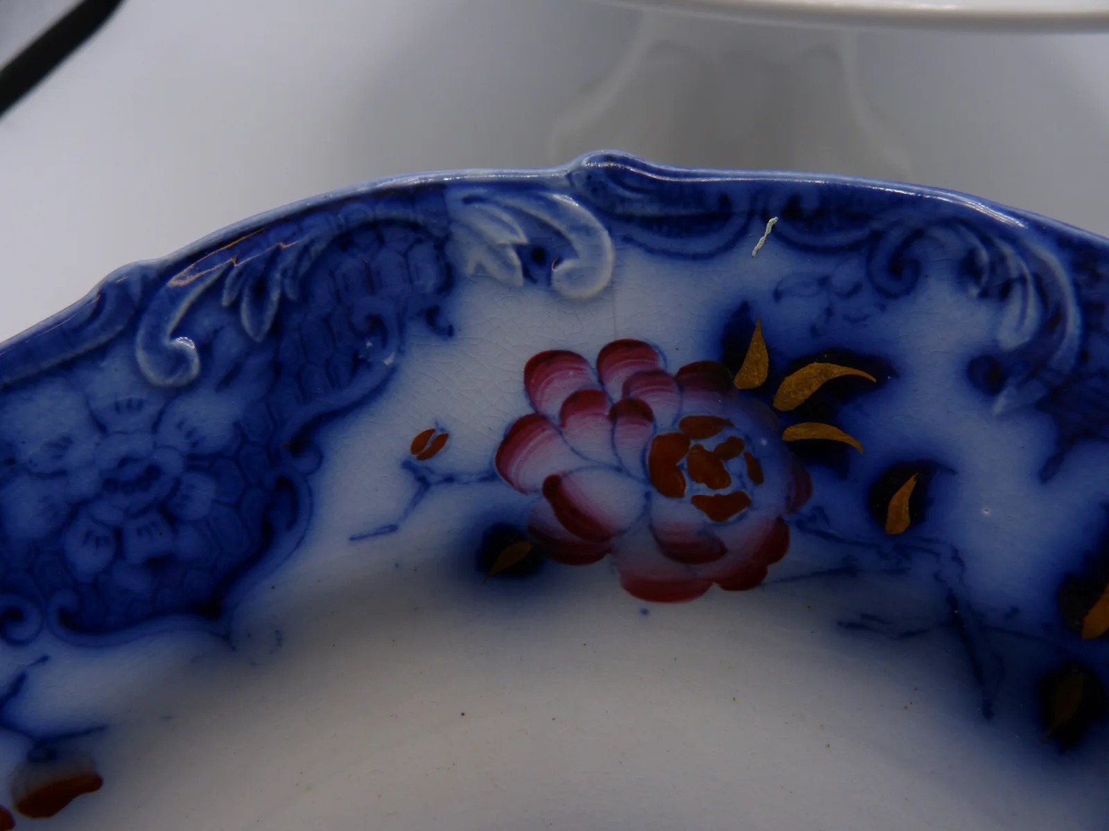 Wonderful Flow Blue & Polychrome Dessert Service - Image 21