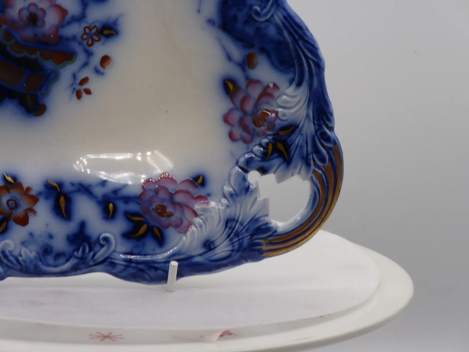 Wonderful Flow Blue & Polychrome Dessert Service - Image 23