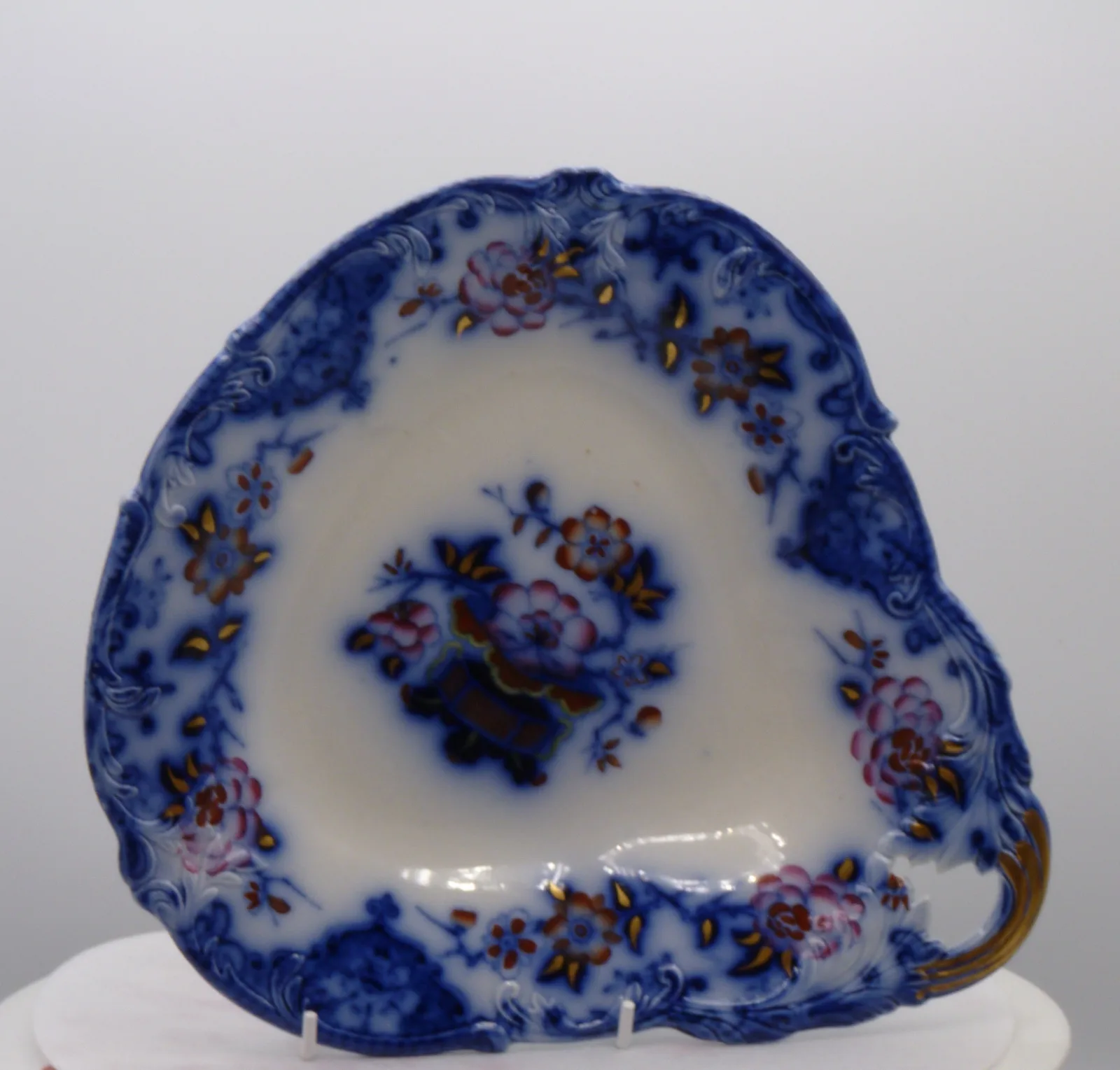 Wonderful Flow Blue & Polychrome Dessert Service - Image 27