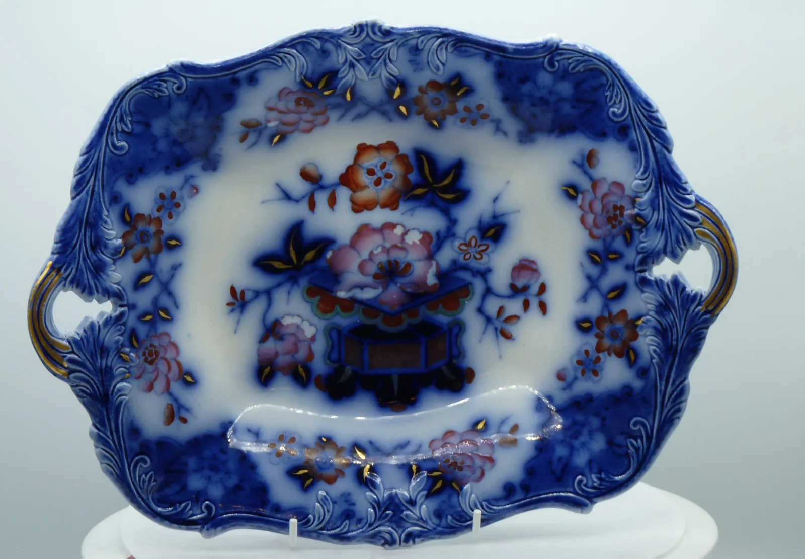 Wonderful Flow Blue & Polychrome Dessert Service - Image 30