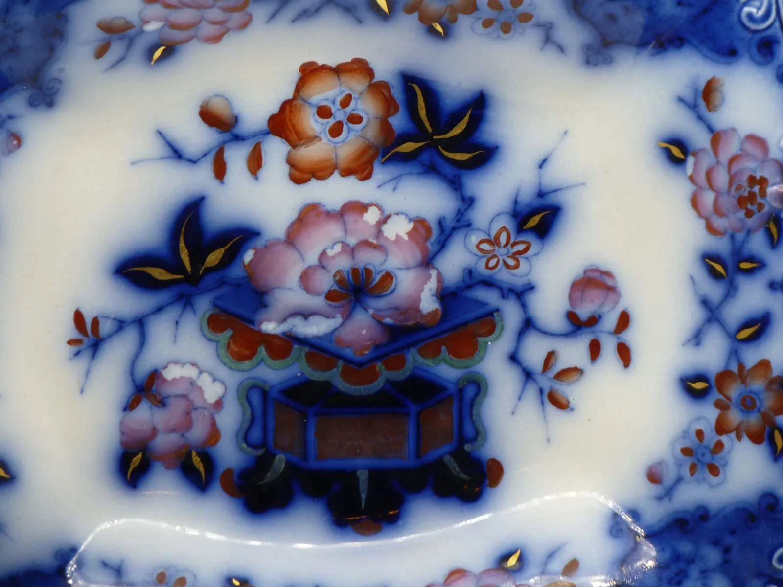 Wonderful Flow Blue & Polychrome Dessert Service - Image 31
