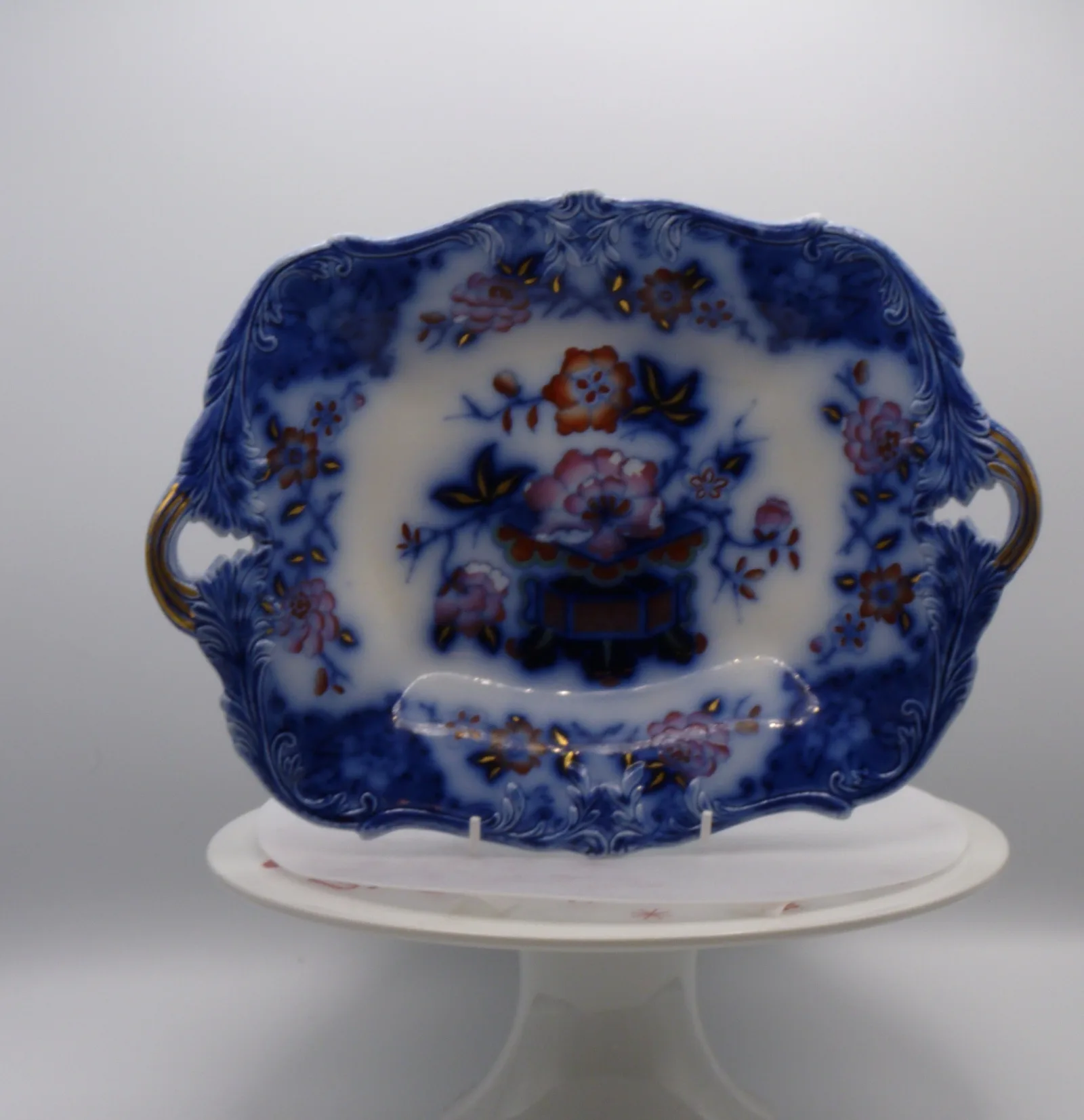 Wonderful Flow Blue & Polychrome Dessert Service - Image 32