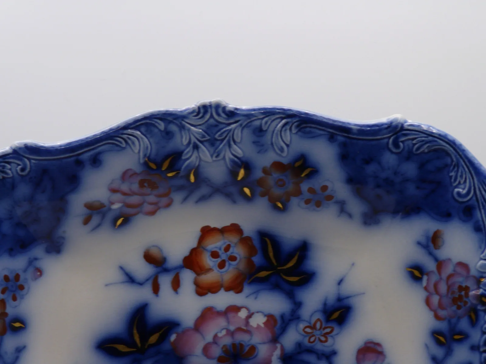 Wonderful Flow Blue & Polychrome Dessert Service - Image 36