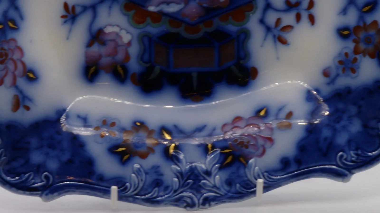 Wonderful Flow Blue & Polychrome Dessert Service - Image 37