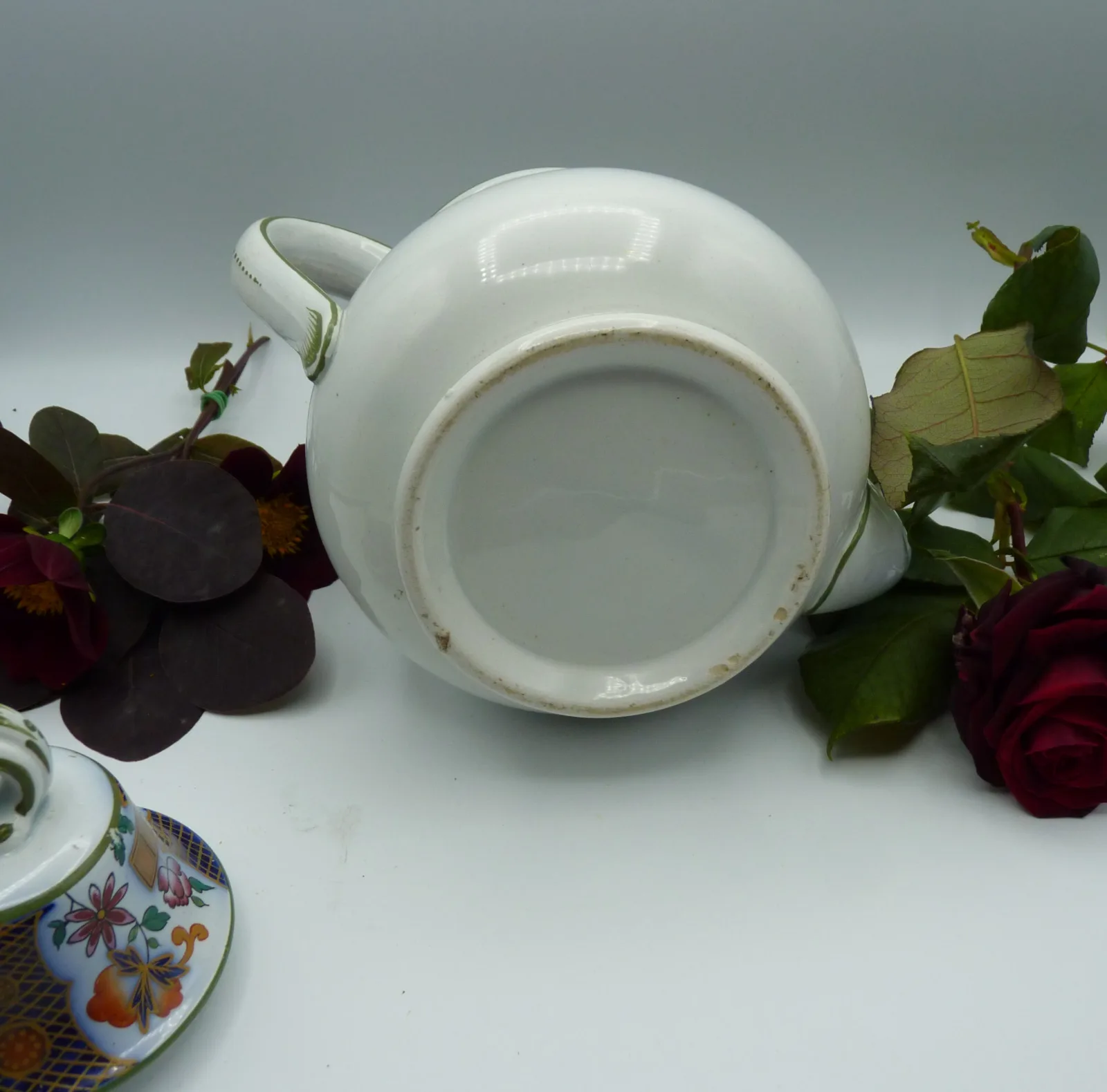 Polychrome with Flow Blue Teapot - Image 13