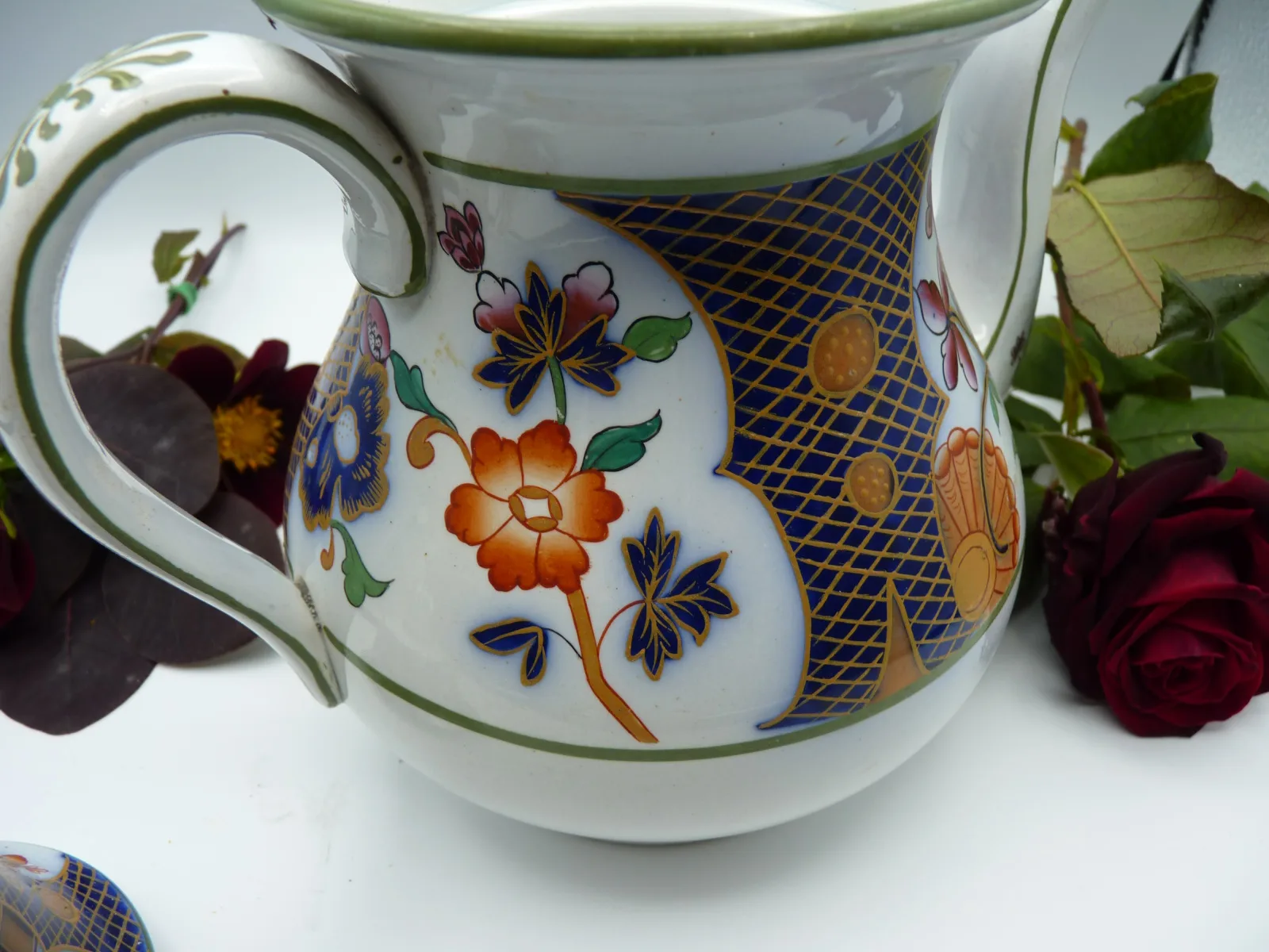 Polychrome with Flow Blue Teapot - Image 14
