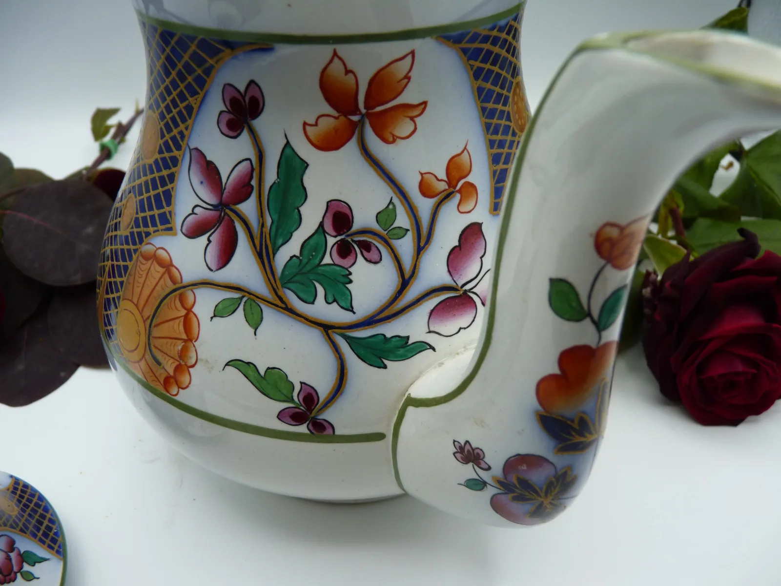 Polychrome with Flow Blue Teapot - Image 15