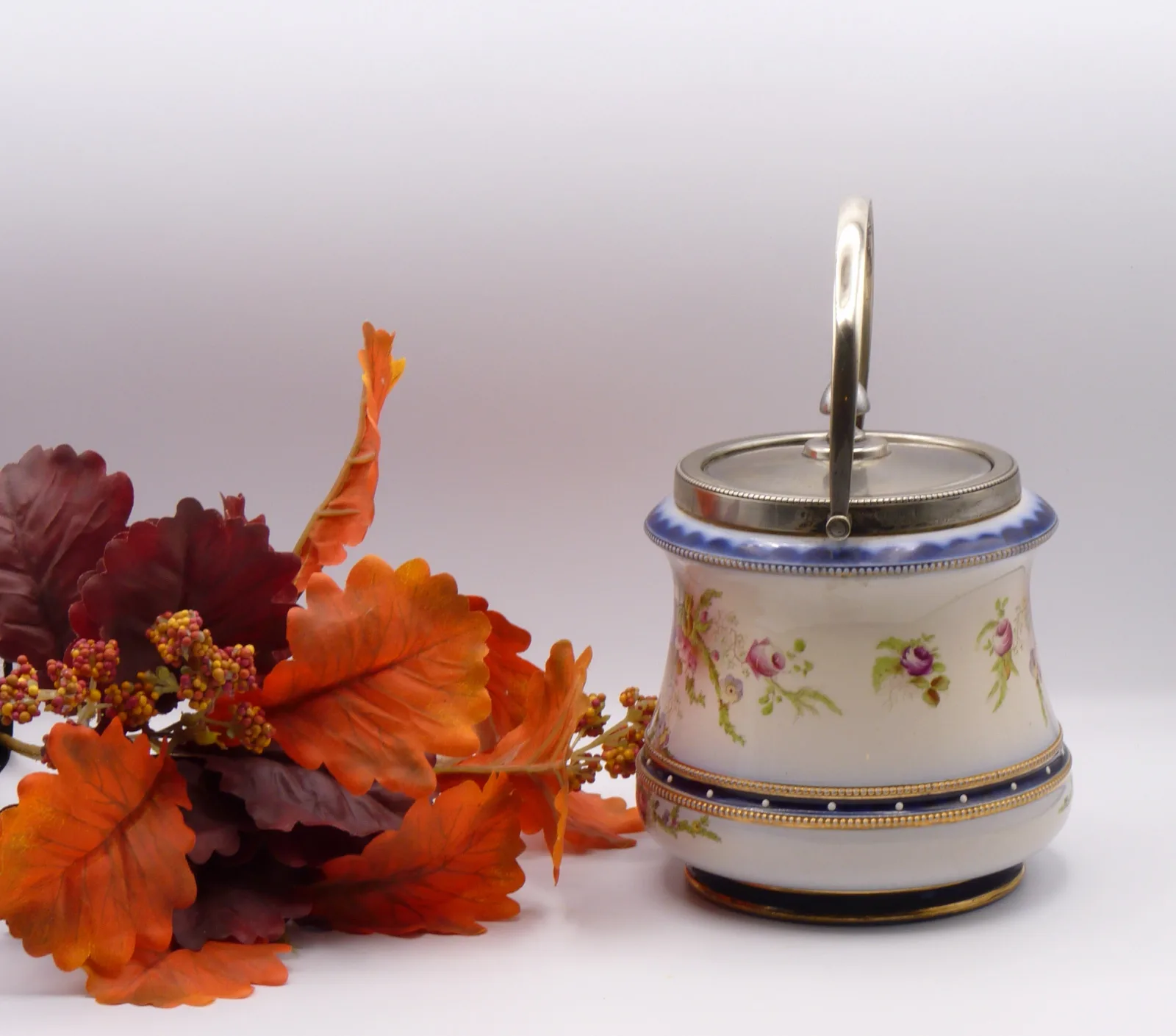 Biscuit Barrel –Polychrome  with Flow Blue Banding - Image 2