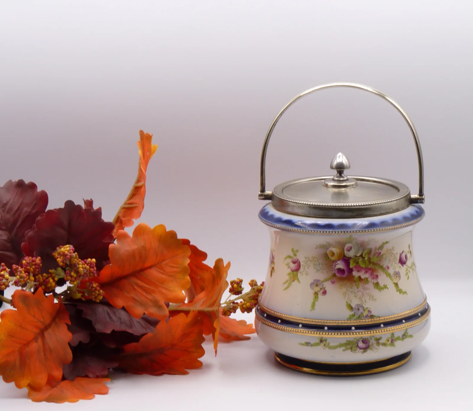 Biscuit Barrel –Polychrome  with Flow Blue Banding - Image 6