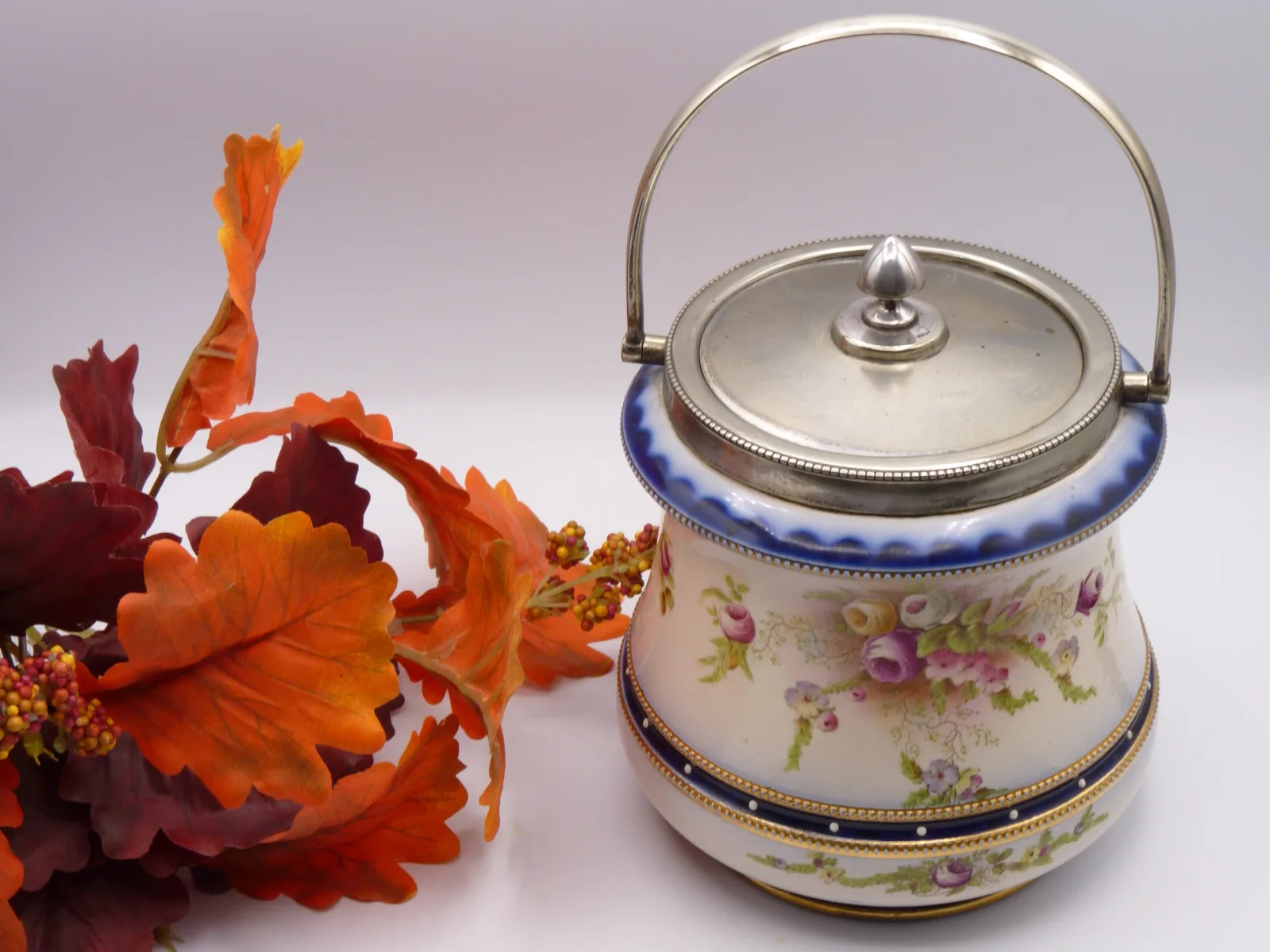 Biscuit Barrel –Polychrome  with Flow Blue Banding - Image 5
