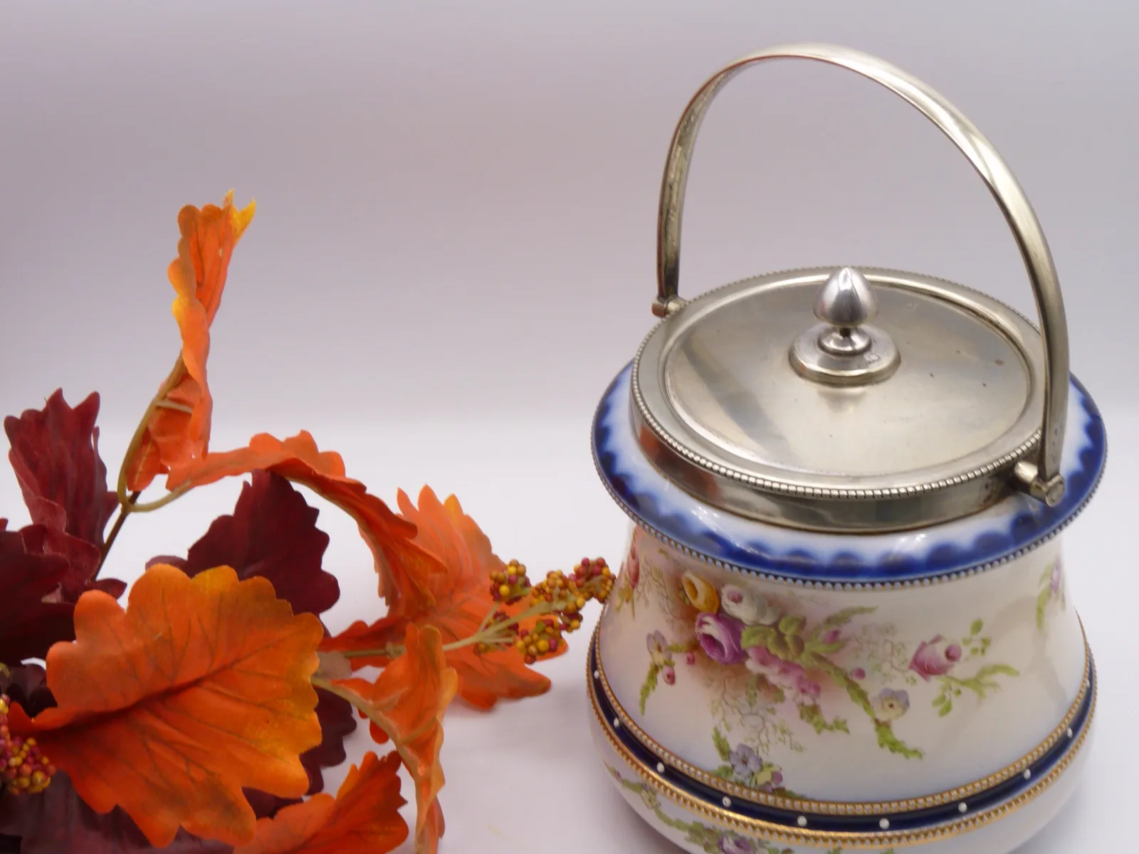 Biscuit Barrel –Polychrome  with Flow Blue Banding - Image 3