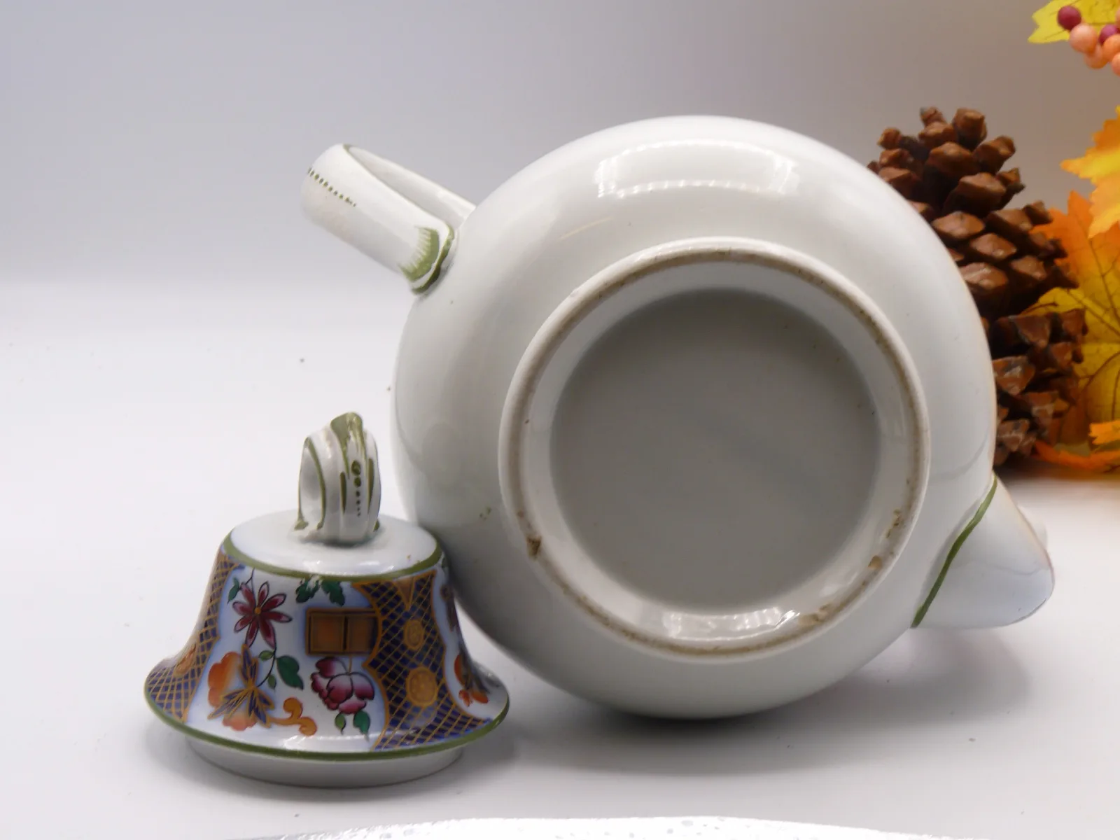 Polychrome with Flow Blue Teapot - Image 10