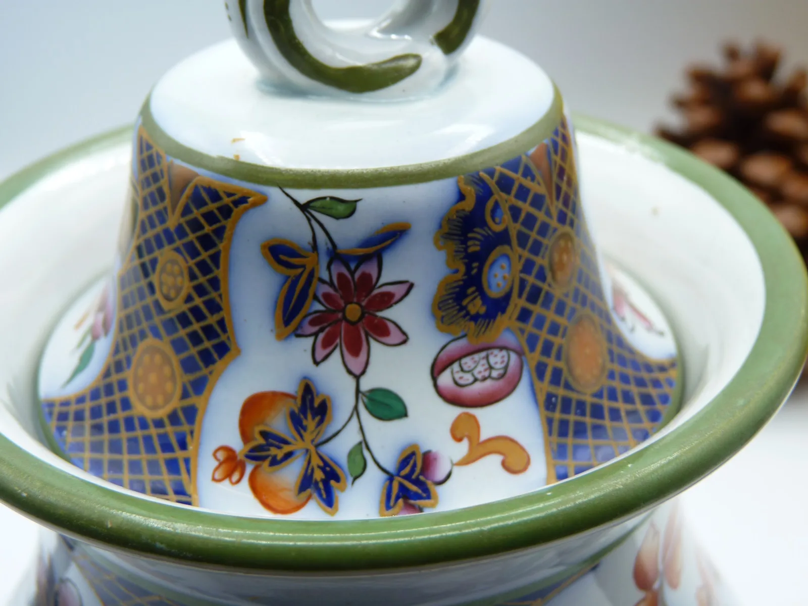 Polychrome with Flow Blue Teapot - Image 9