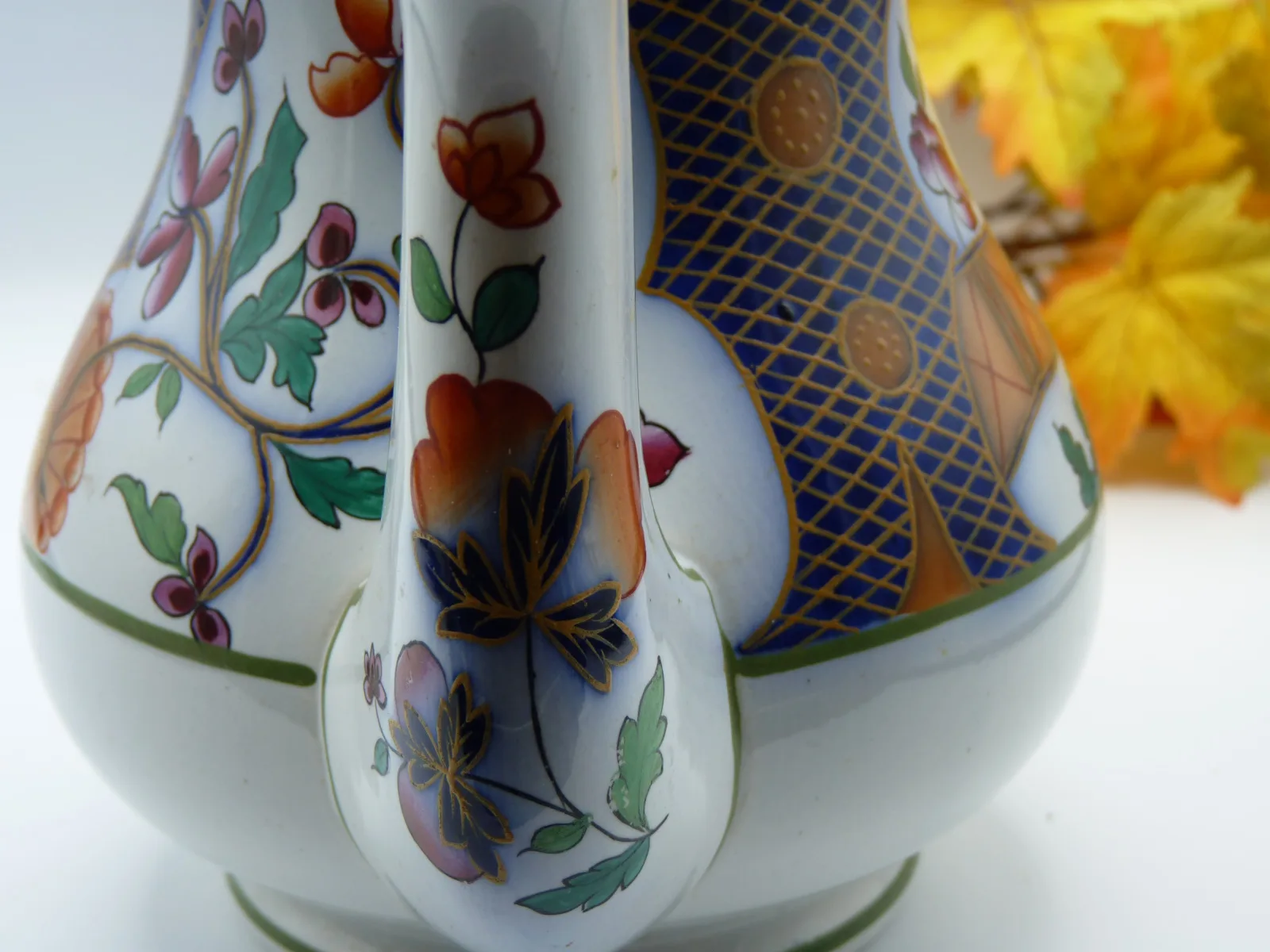 Polychrome with Flow Blue Teapot - Image 4