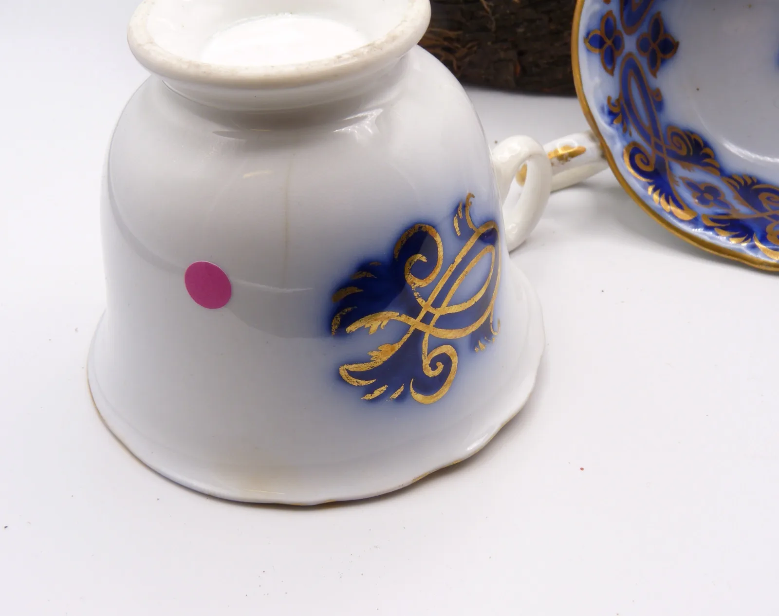Stunning Victorian Flow Blue Gold Hand Decorated Trio a/f - Image 5