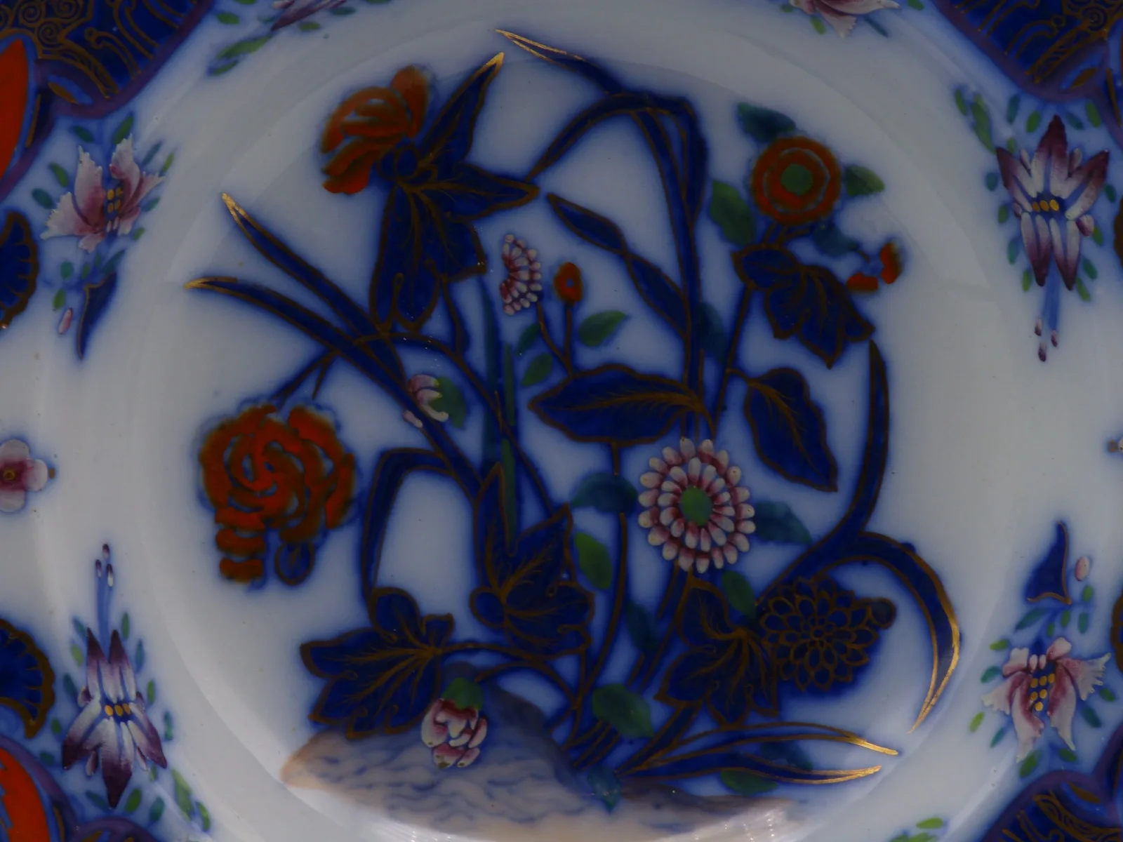 Exceedingly Rare Flow Blue Polychrome Soup / Pasta Bowl - - Image 9