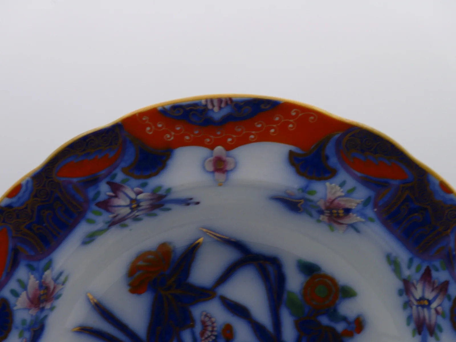 Exceedingly Rare Flow Blue Polychrome Soup / Pasta Bowl - - Image 8