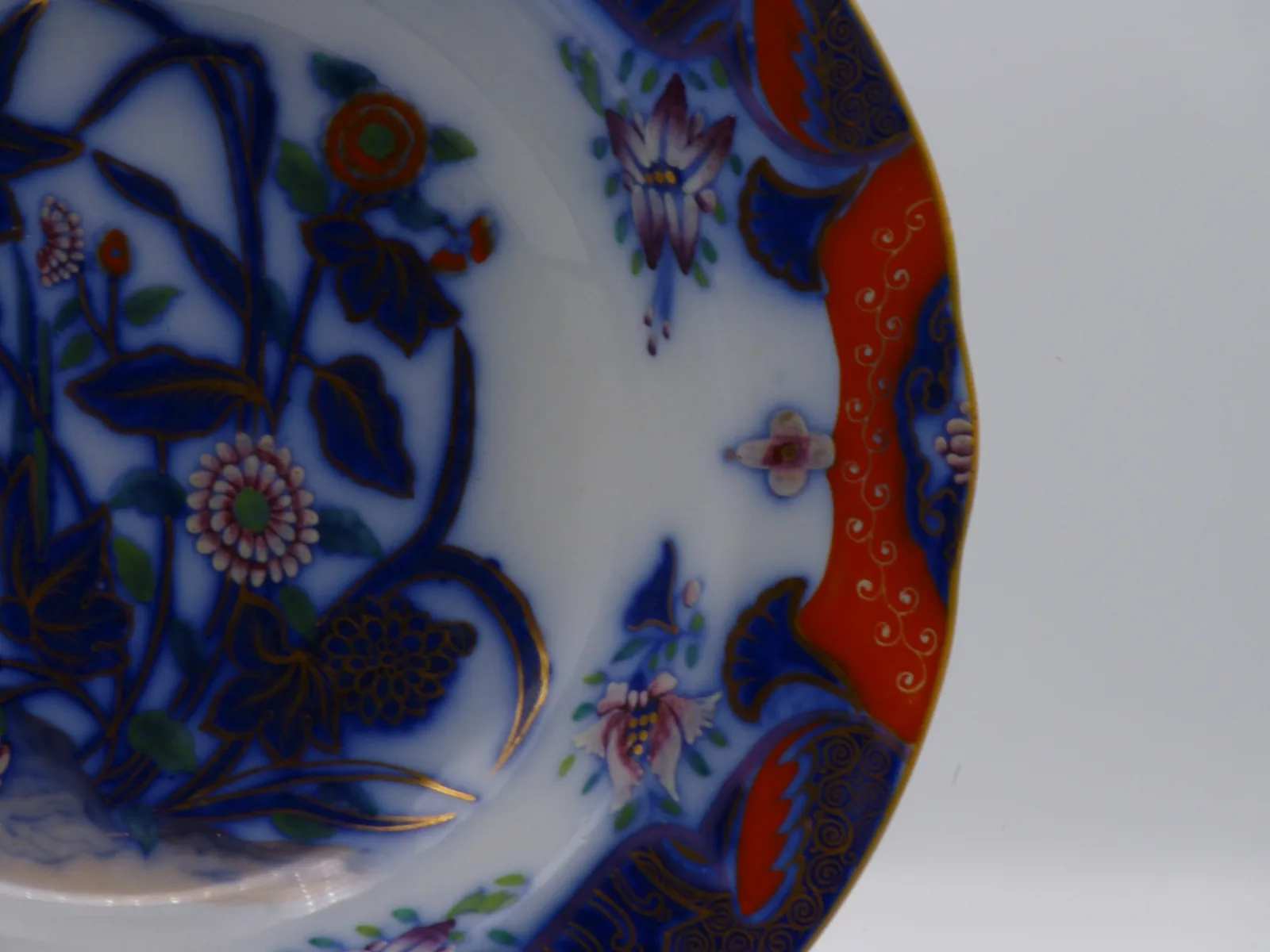 Exceedingly Rare Flow Blue Polychrome Soup / Pasta Bowl - - Image 7