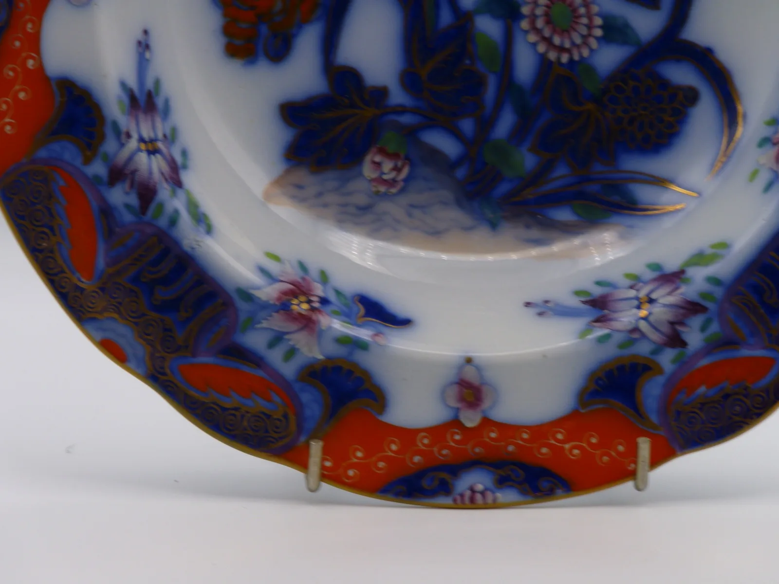 Exceedingly Rare Flow Blue Polychrome Soup / Pasta Bowl - - Image 6