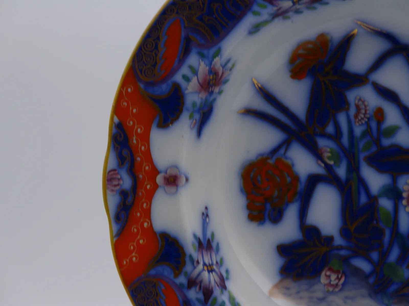 Exceedingly Rare Flow Blue Polychrome Soup / Pasta Bowl - - Image 5