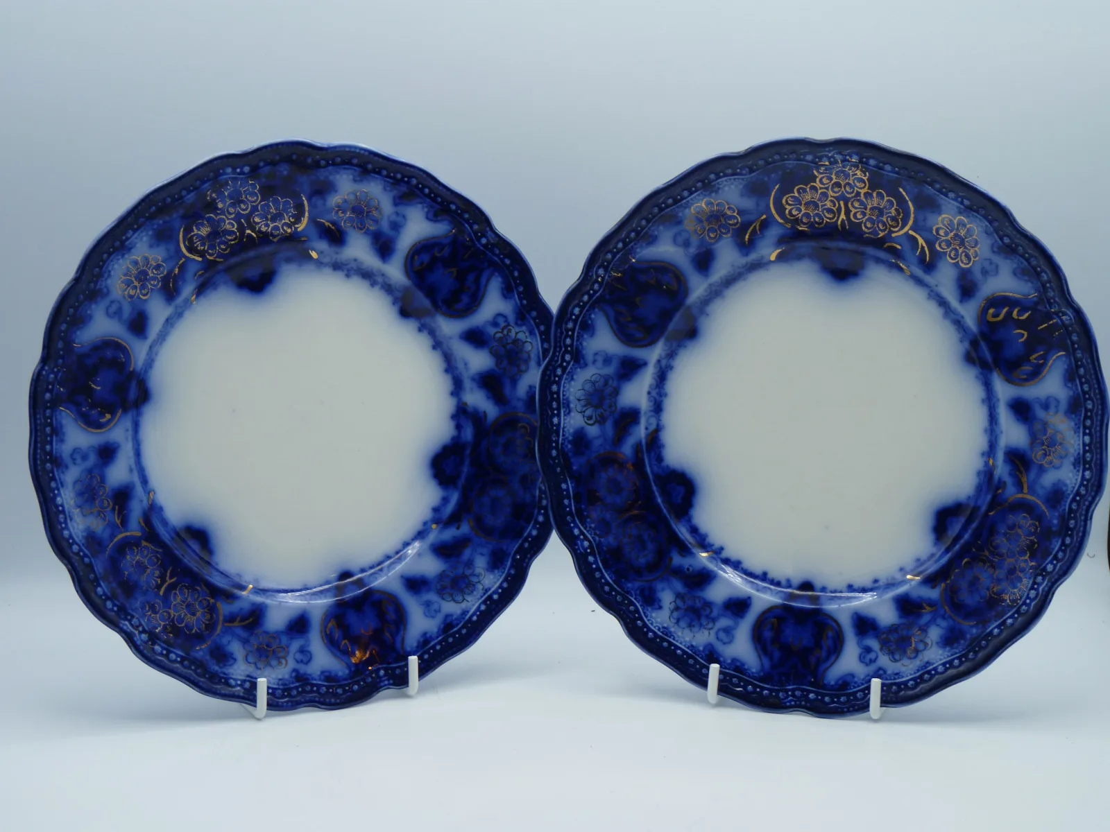 2 sets of 3  Flow Blue Seville Plates - - Image 2