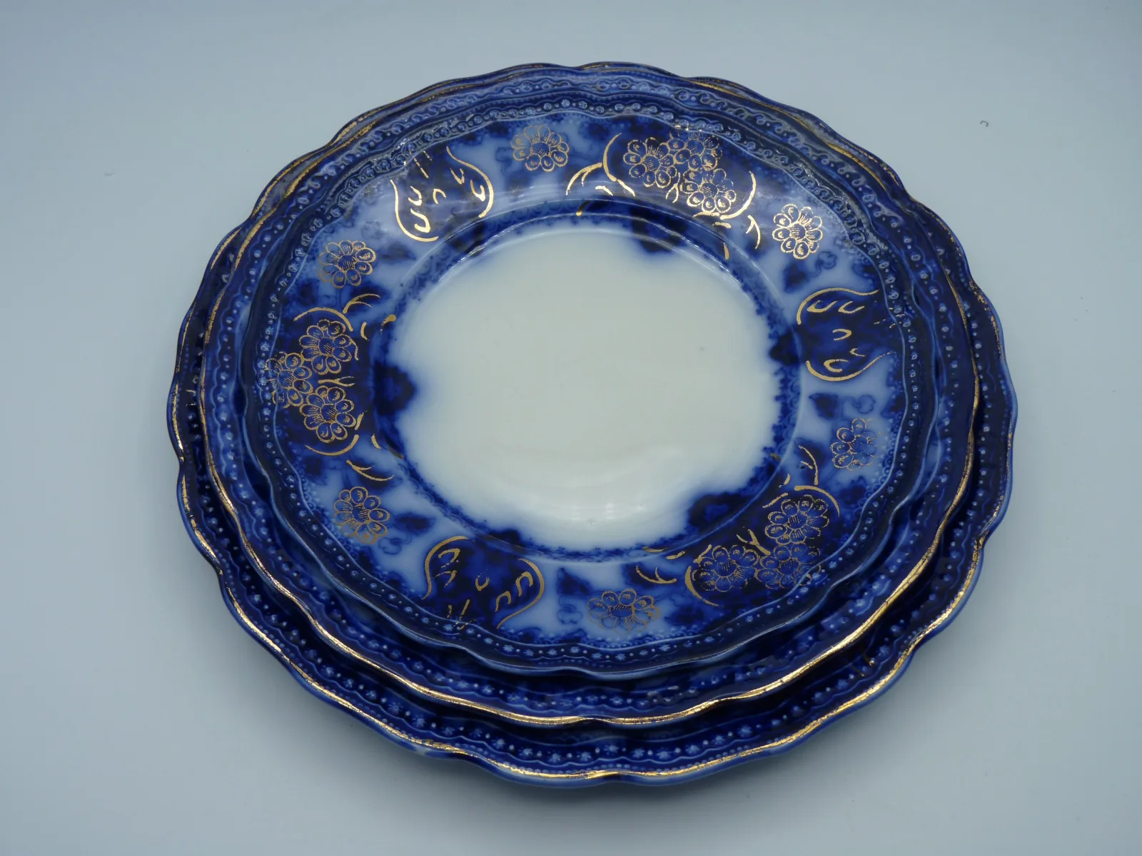 2 sets of 3  Flow Blue Seville Plates - - Image 11