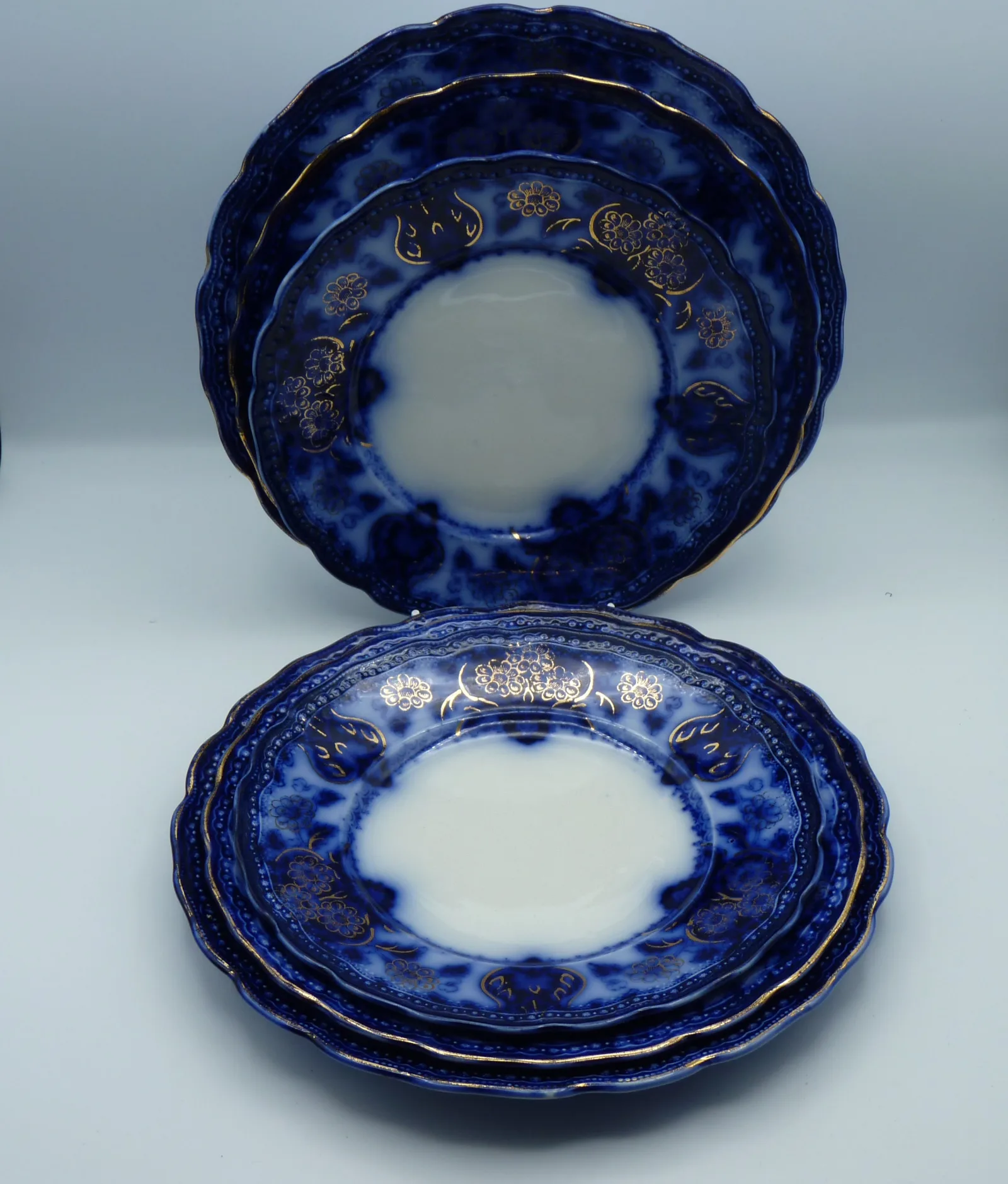 2 sets of 3  Flow Blue Seville Plates - - Image 13