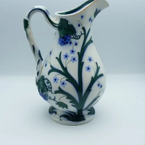 Blue and Green Ewer "Reeds & Flowers"