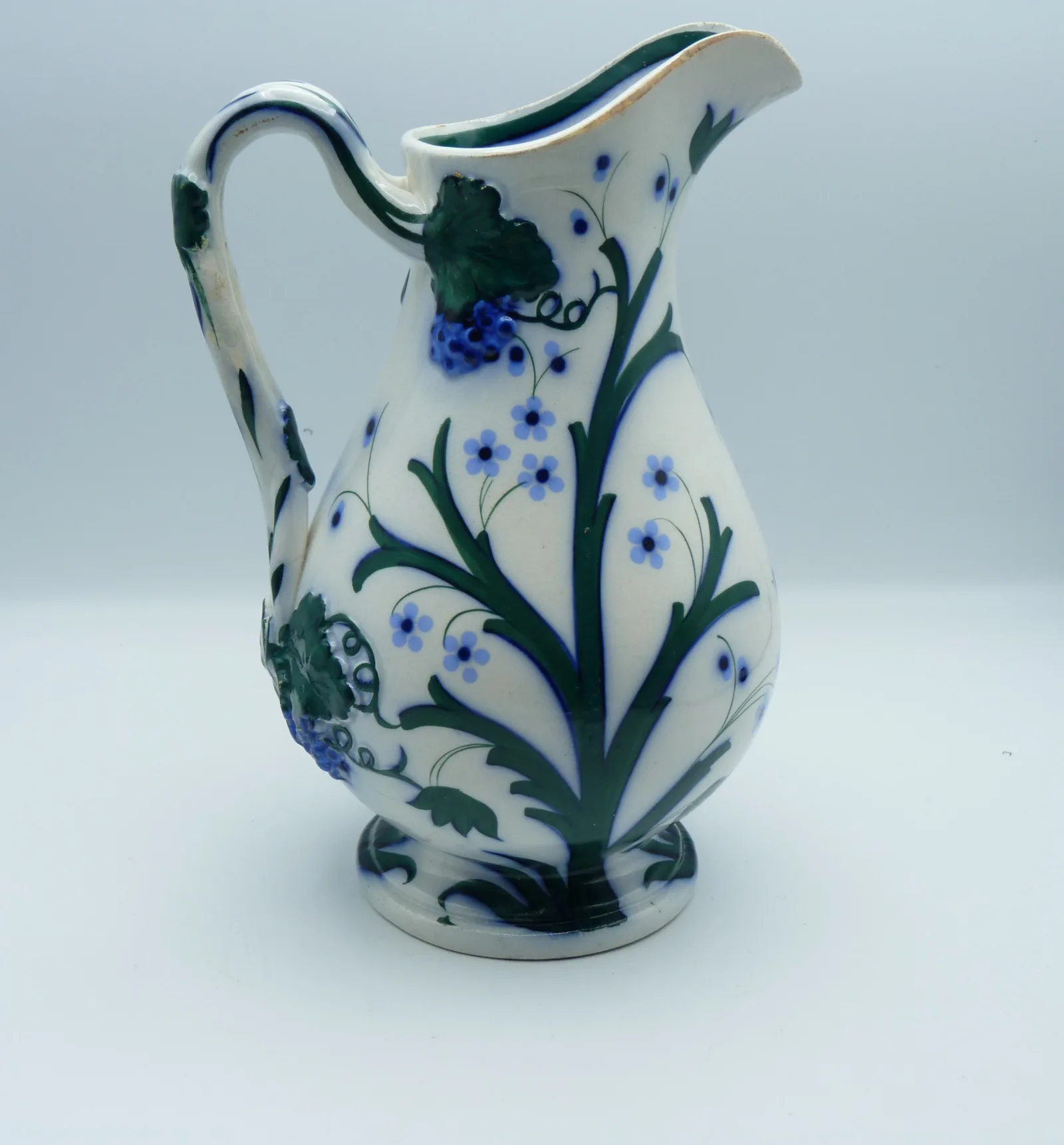 Blue and Green Ewer "Reeds & Flowers"