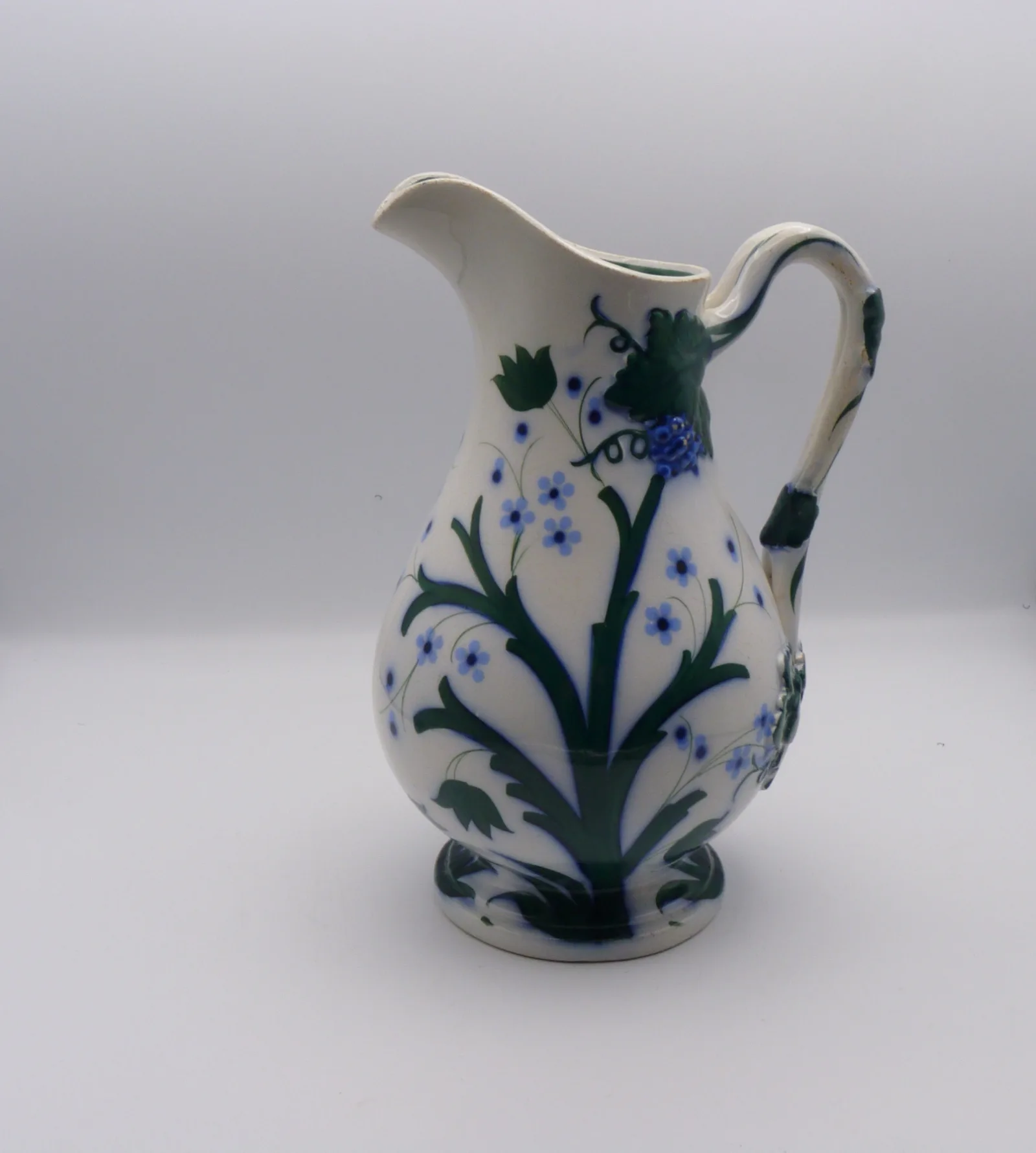 Blue and Green Ewer "Reeds & Flowers" - Image 5