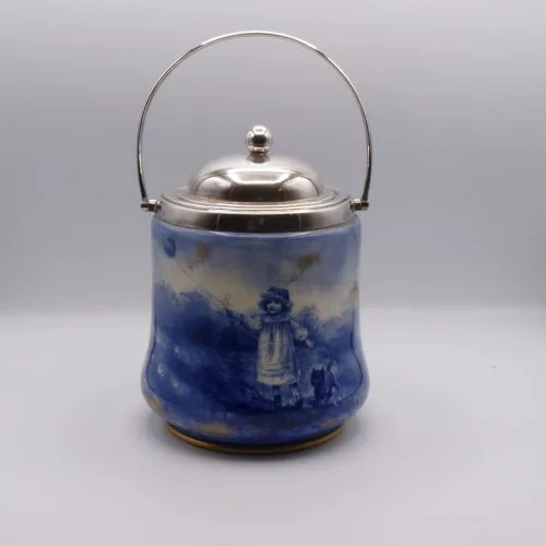 Extremely Rare Flow Blue - Blue Children - Biscuit Barrel