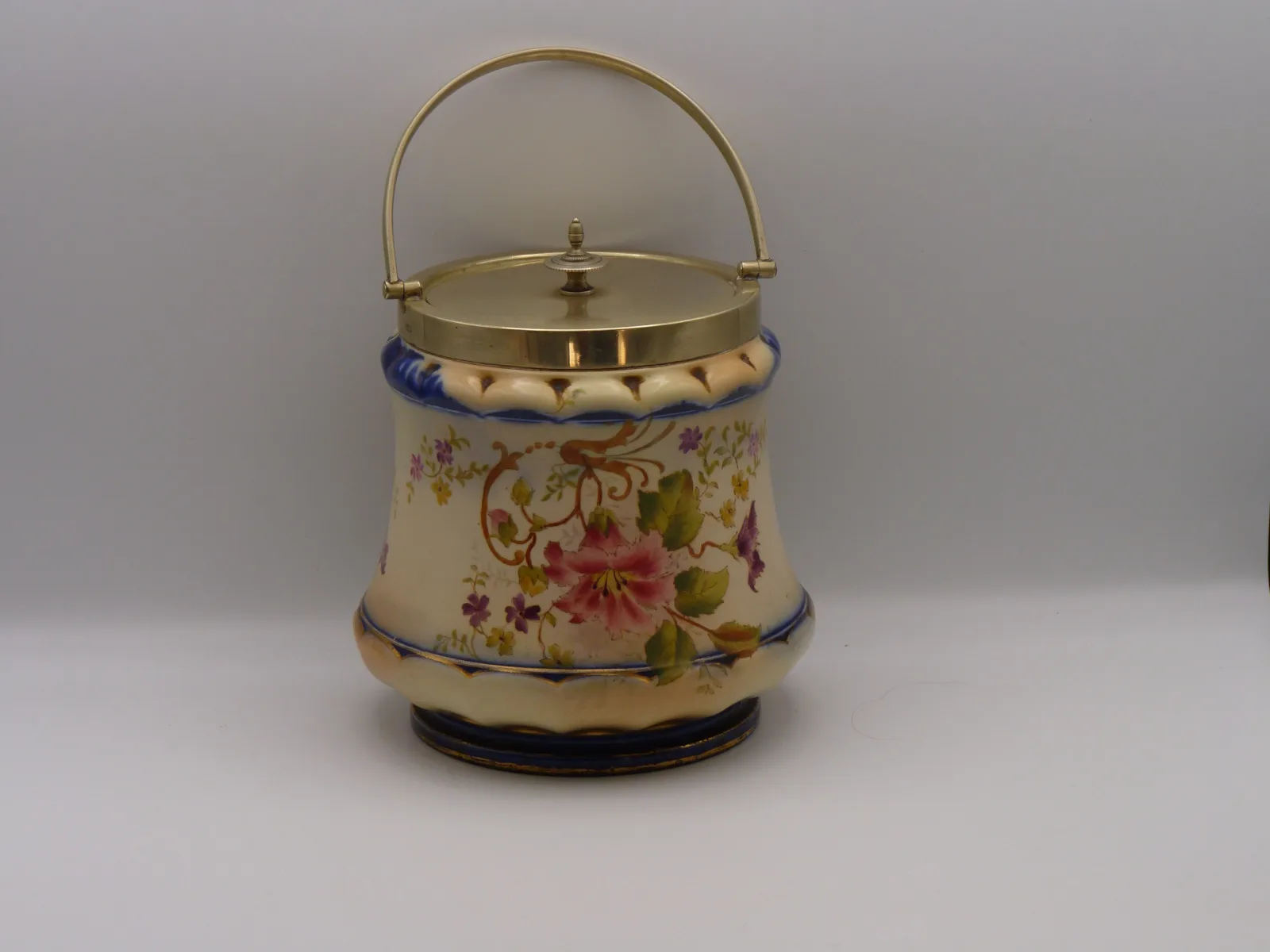 Polychrome Biscuit Barrel – Carlton Ware- Petunia