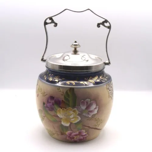 Beautiful Floral Biscuit Barrel – Polychrome, Blush