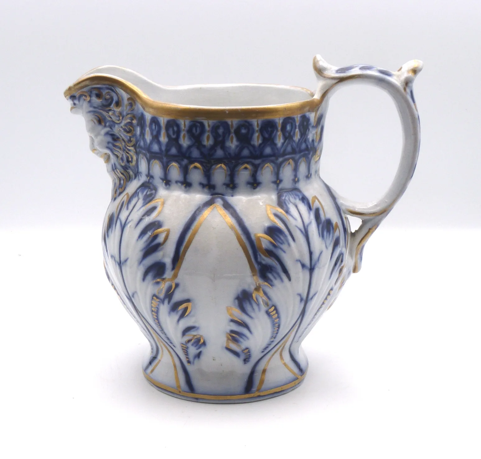 Flow Blue Brushstroke Face Jug -