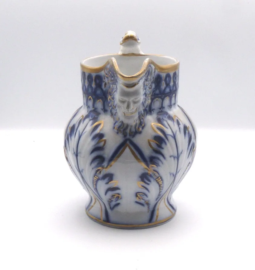 Flow Blue Brushstroke Face Jug - - Image 5