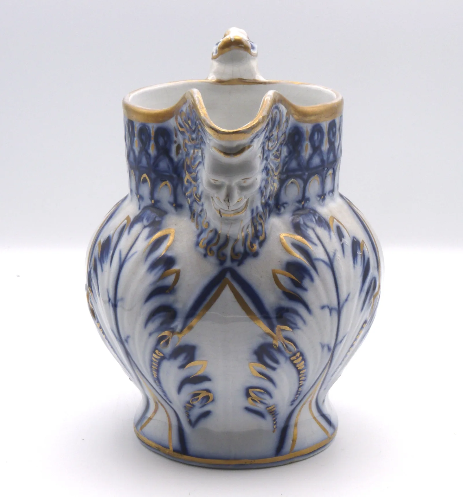Flow Blue Brushstroke Face Jug - - Image 6